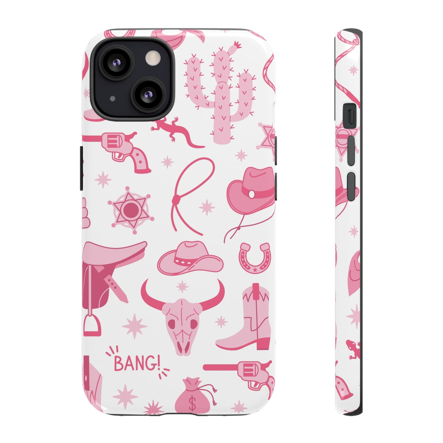 Pink Western Protective Phone Case for Iphone, Samsung and Google Phones