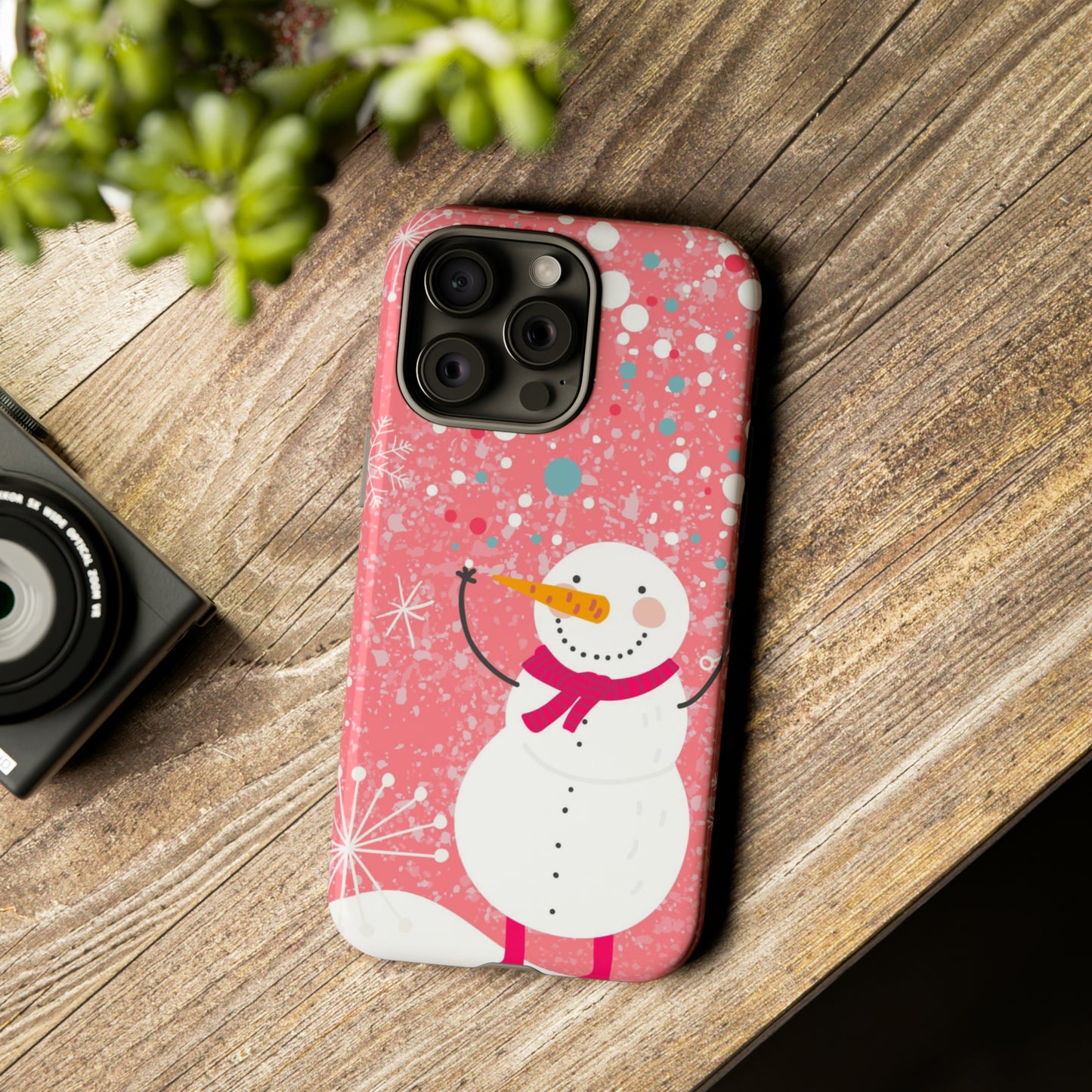 Pink Snowman Protective Case for Iphone, Samsung and a Google phones