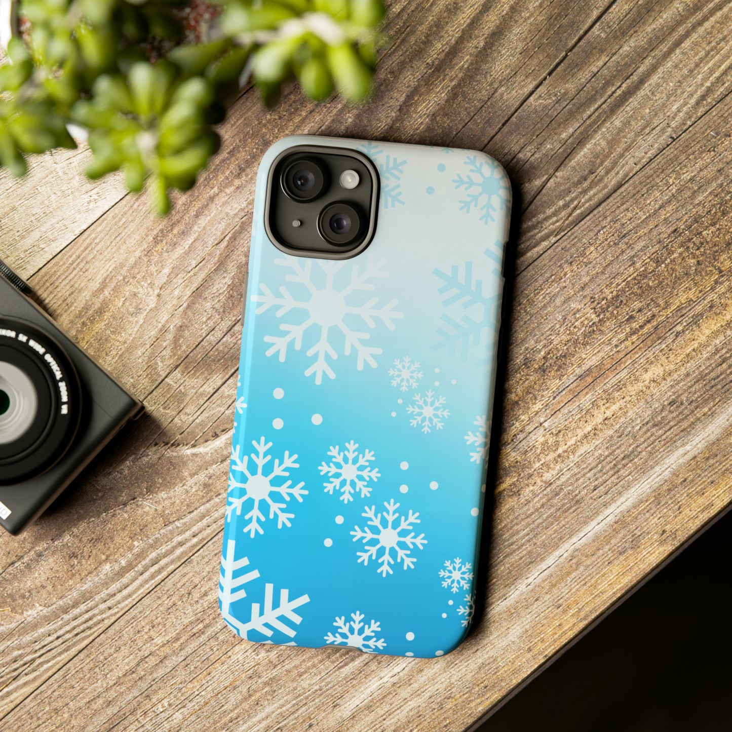 Winter, frozen, snowflake ombré protective phone case for Google, Samsung and IPhone