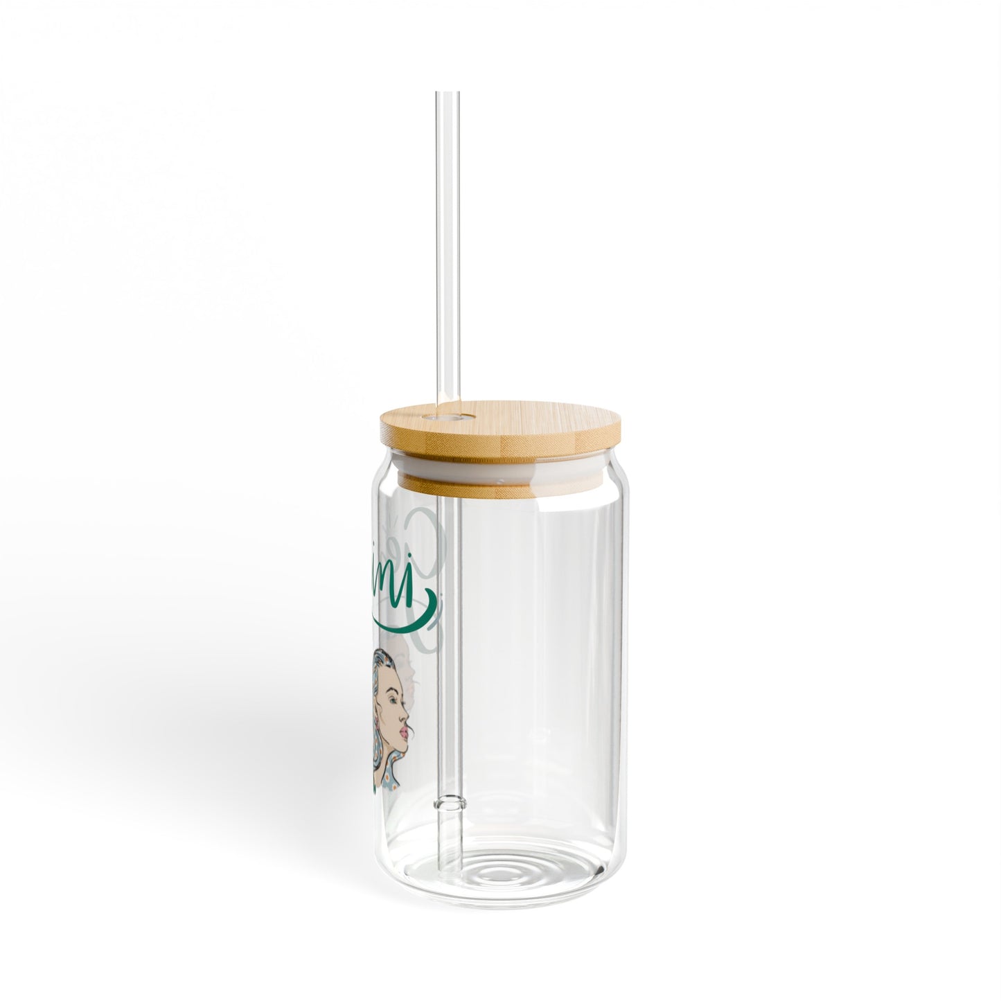 Gemini Astrology 16oz Glass Can with Lid and Straw