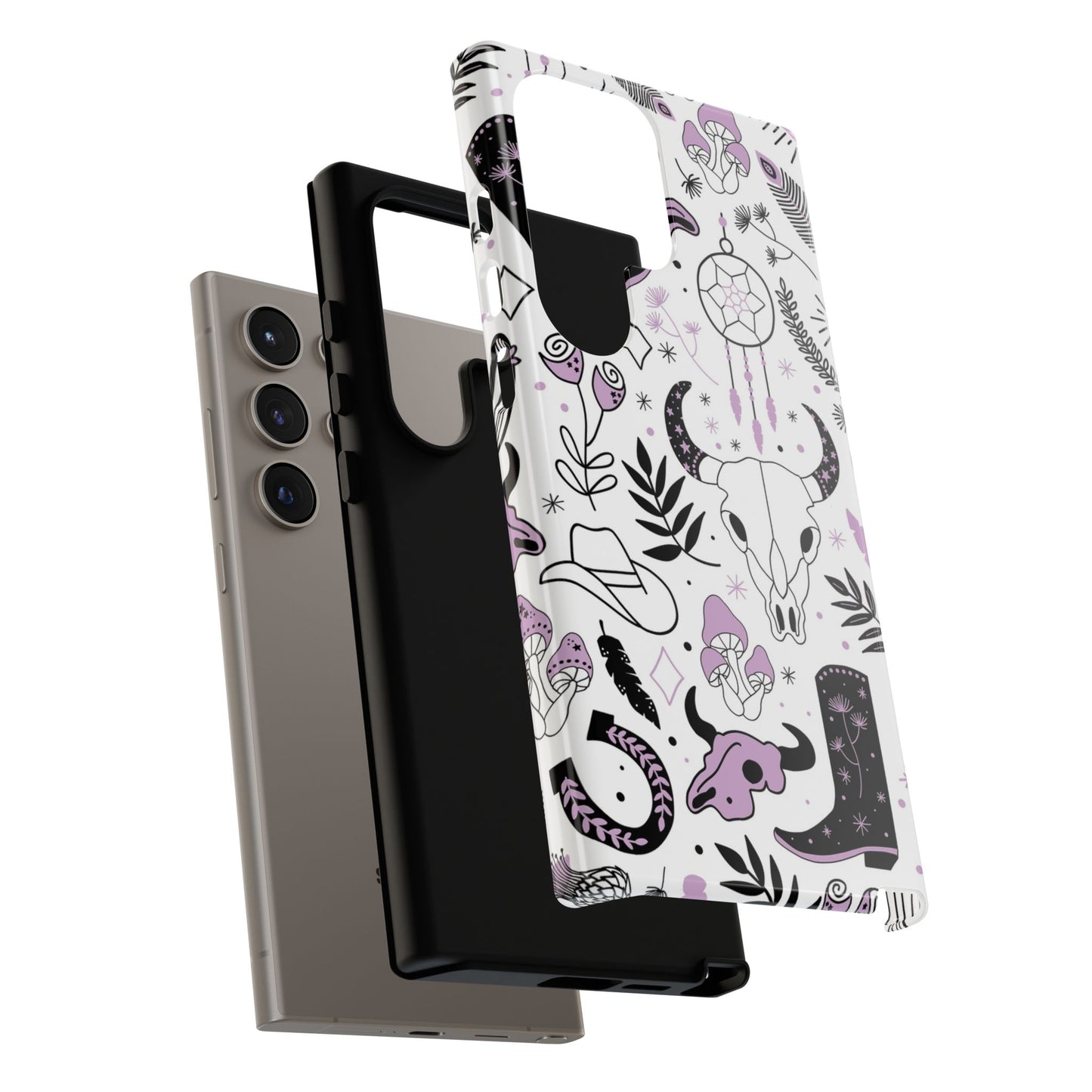 Purple and Black Western Protective Drop Proof Case Iphone, Samsung and Google phones