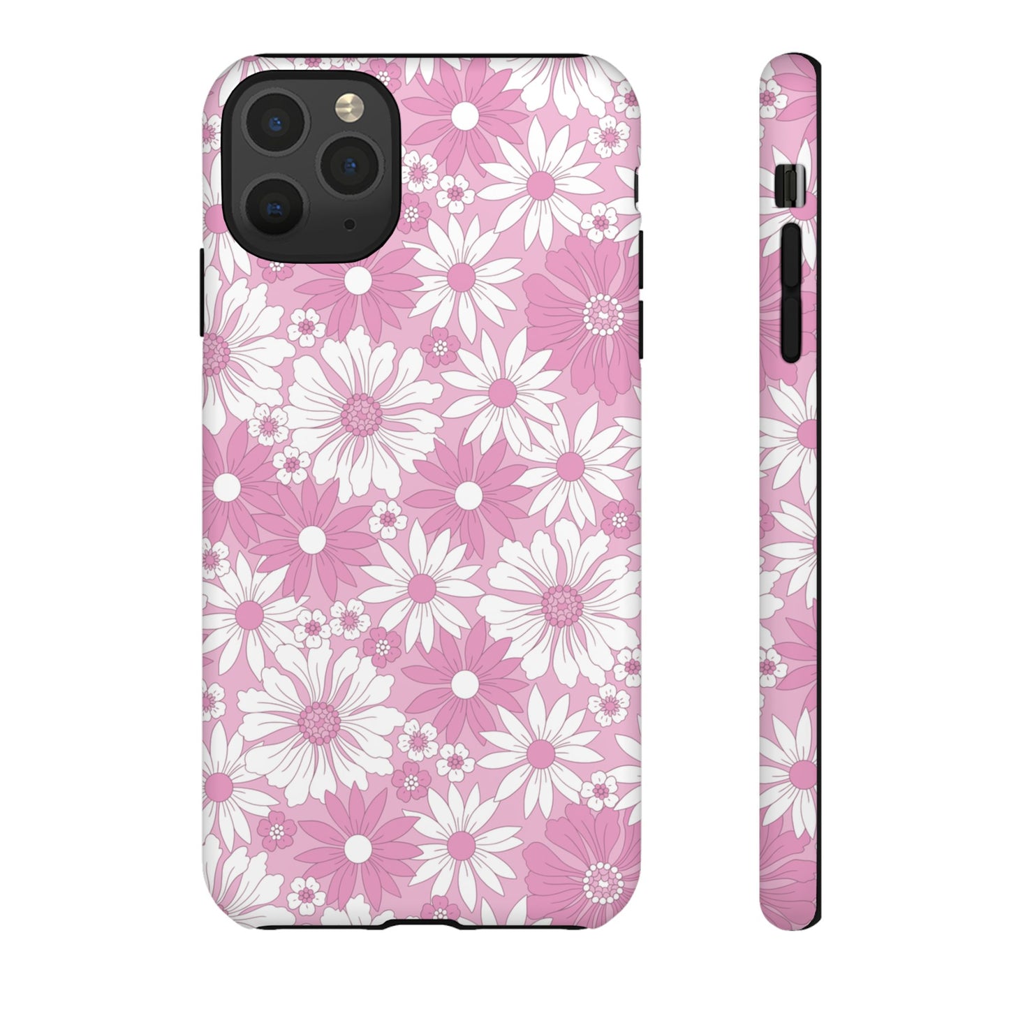 Pink and White Flowers Protective Phone Case