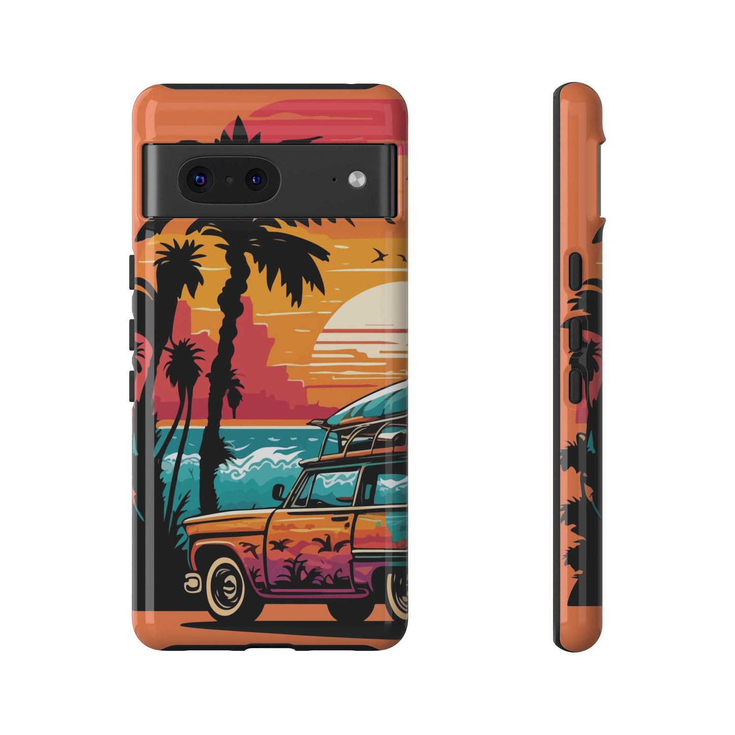 Summer Retro Sunset Protective Phone Case