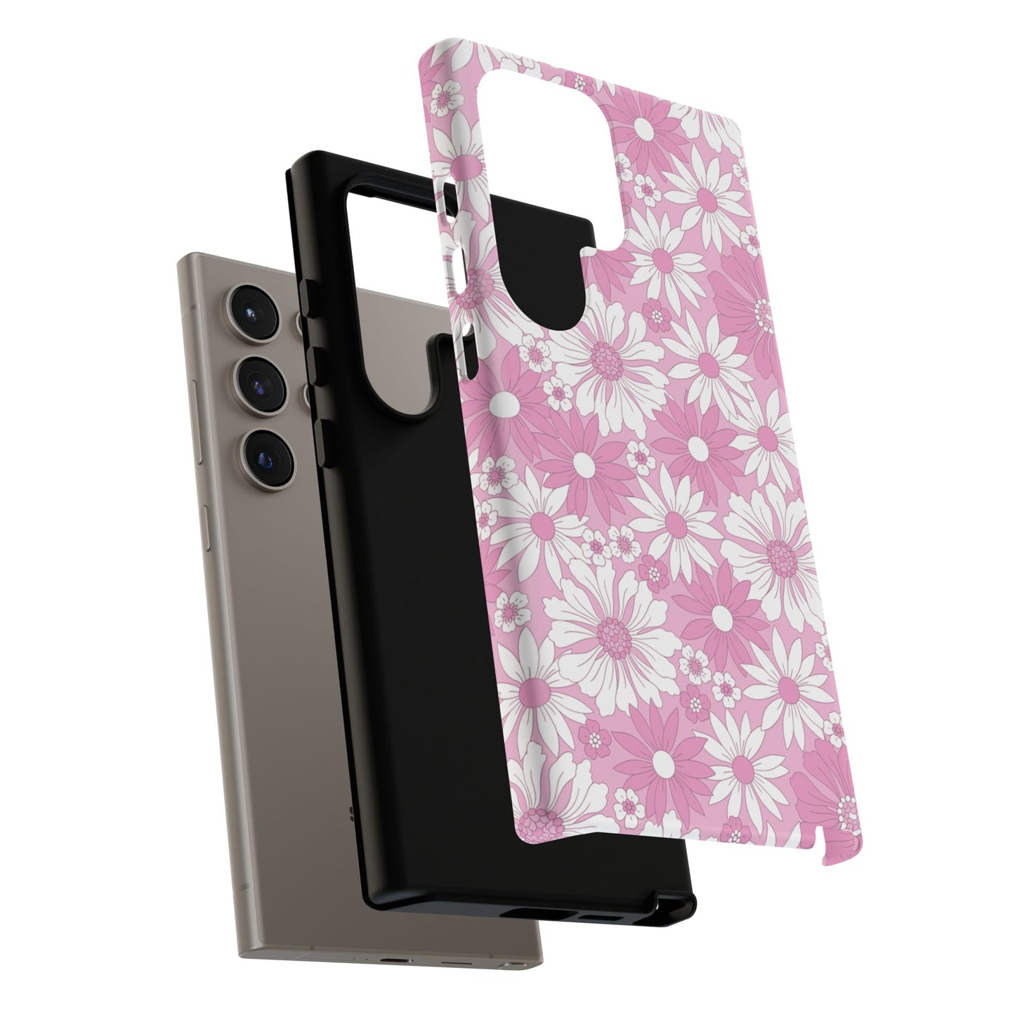 Pink and White Flowers Protective Phone Case