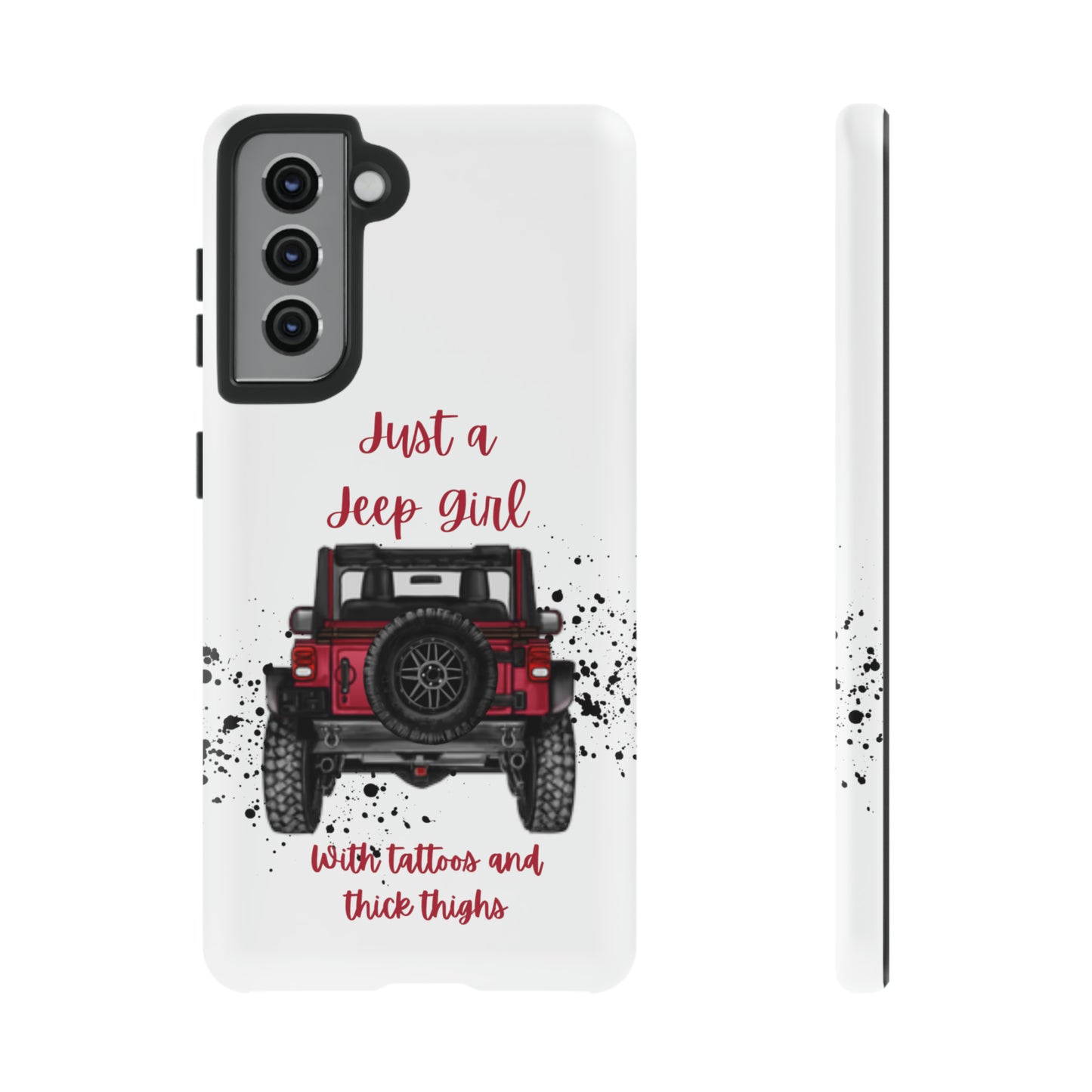 Off Road Girl with Tattoos and Thick Thighs Red Protective Phone Case