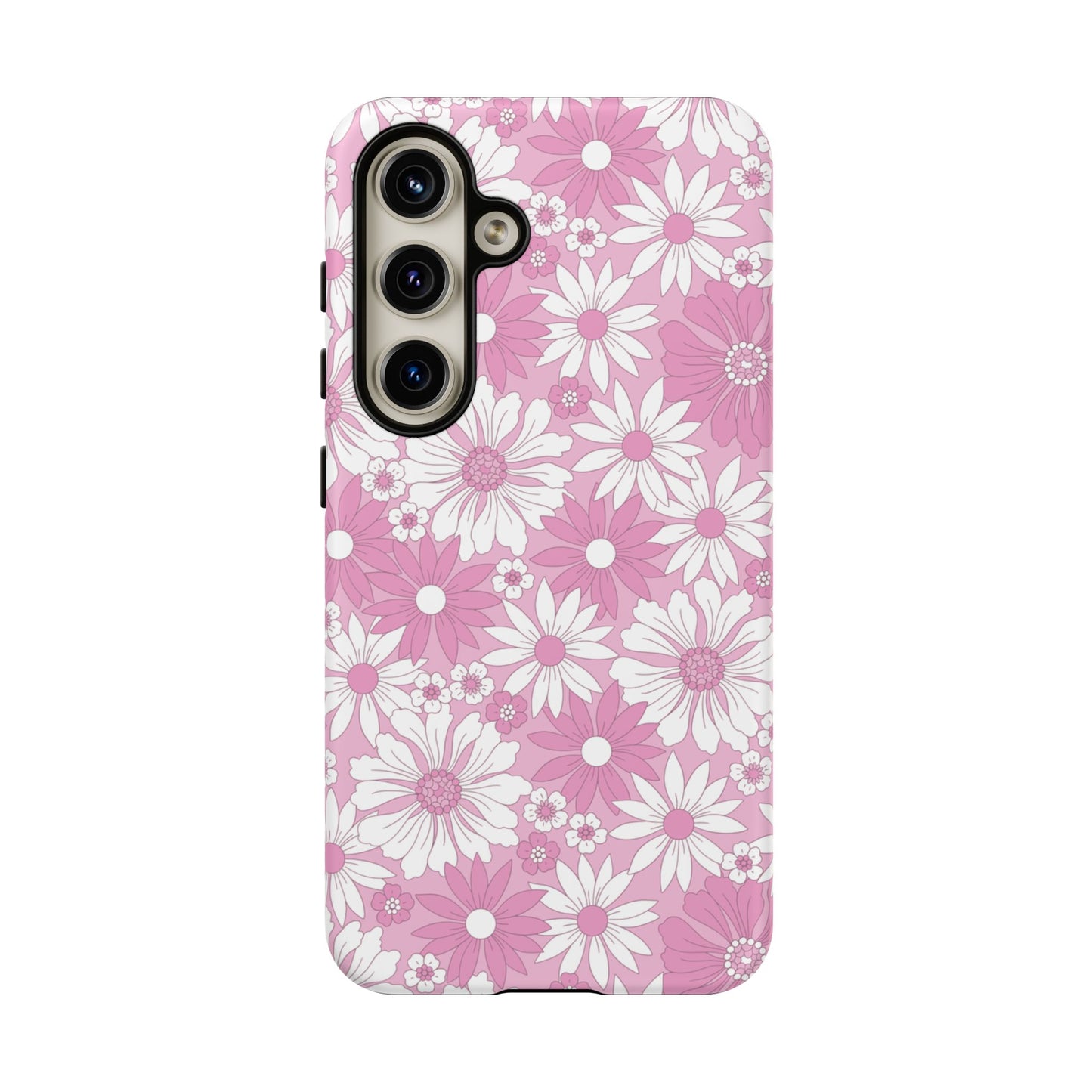 Pink and White Flowers Protective Phone Case