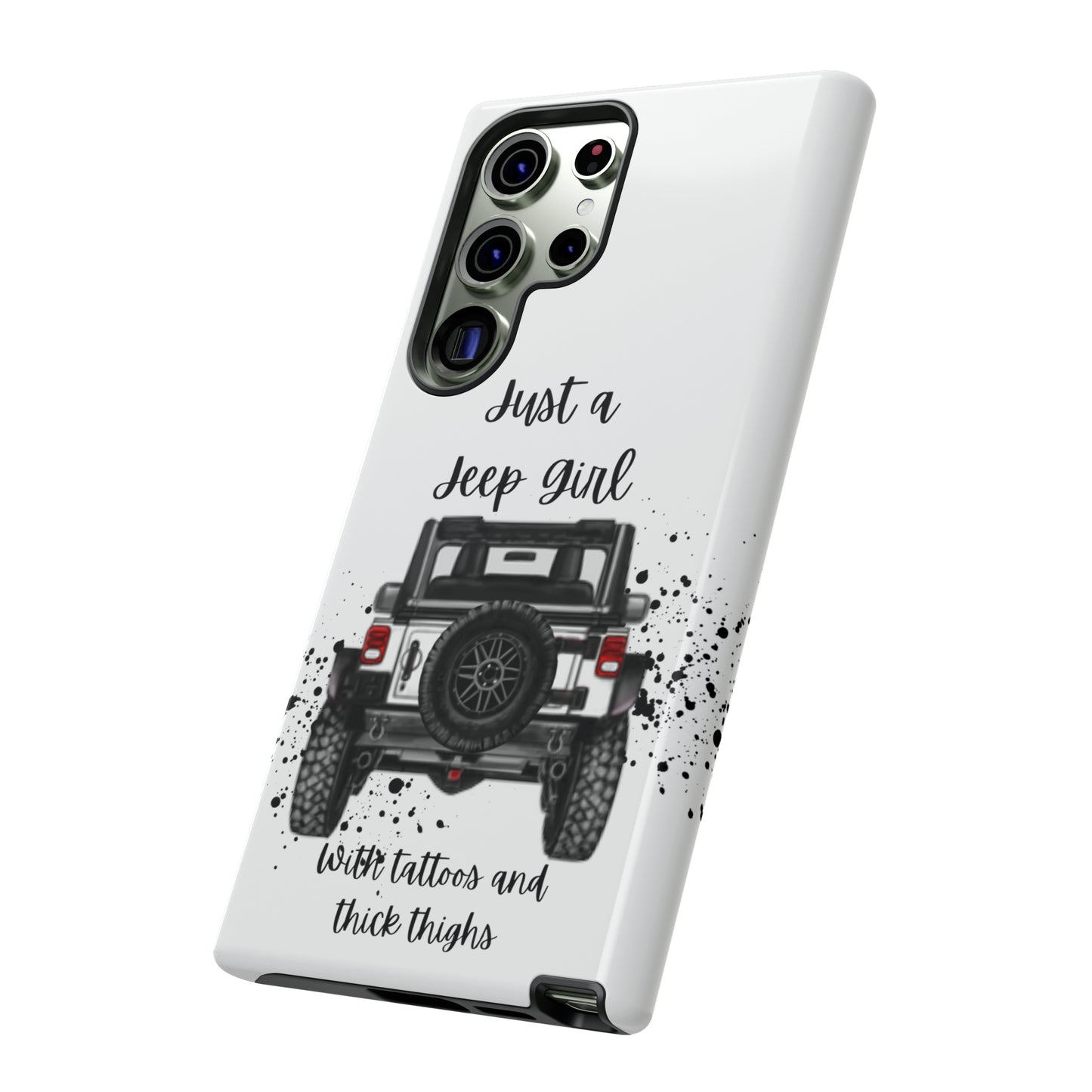 Off Road Girl with Tattoos and Thick Thighs Black Protective Phone Case