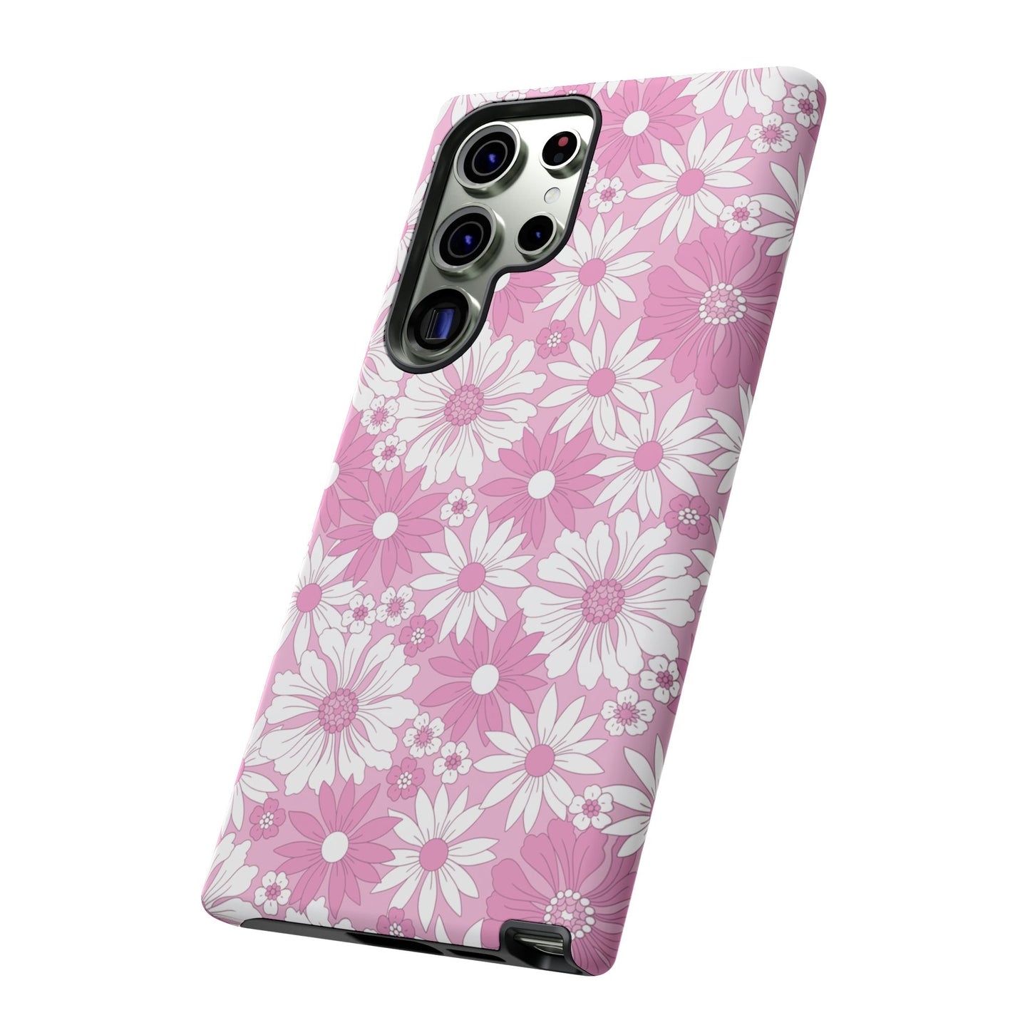 Pink and White Flowers Protective Phone Case