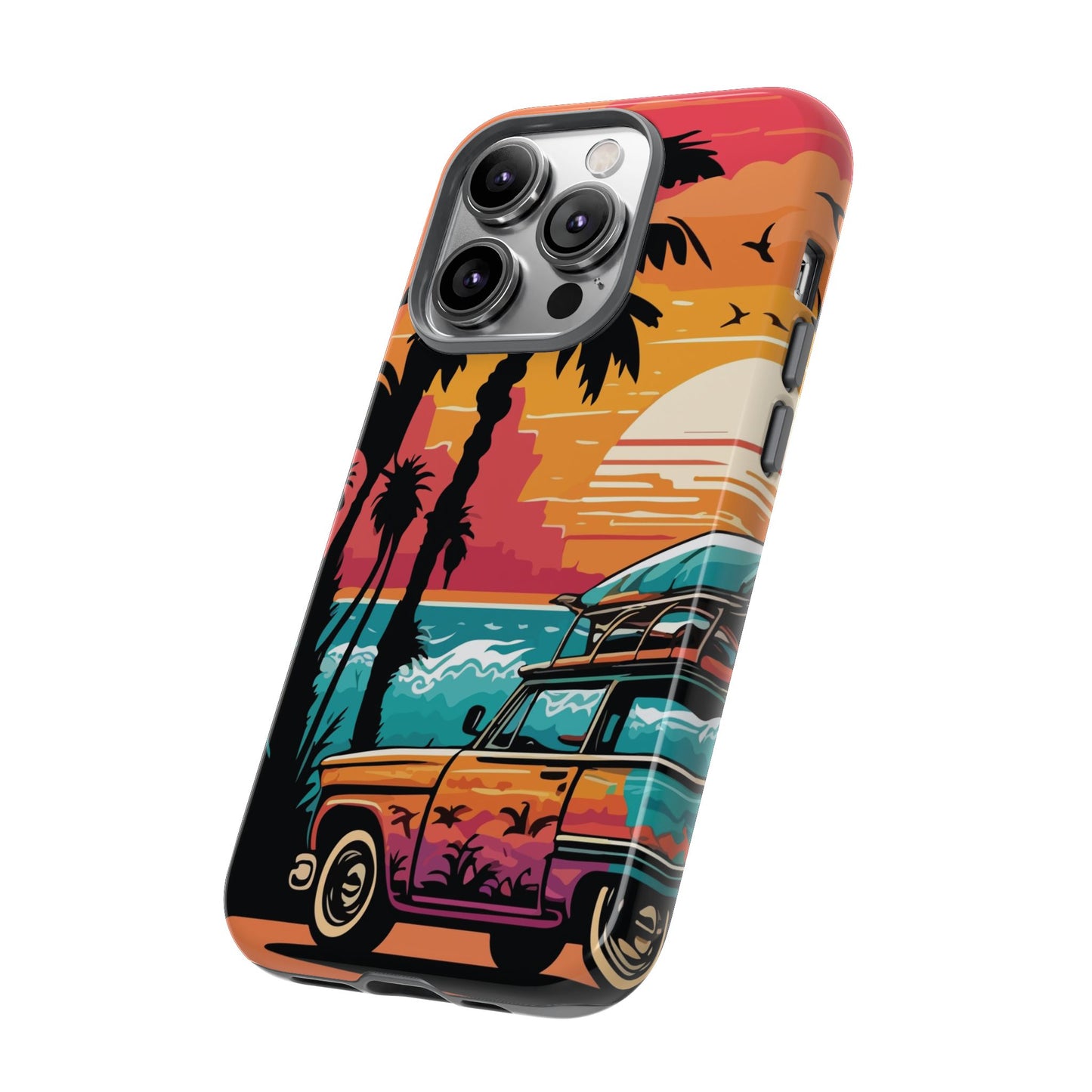 Summer Retro Sunset Protective Phone Case