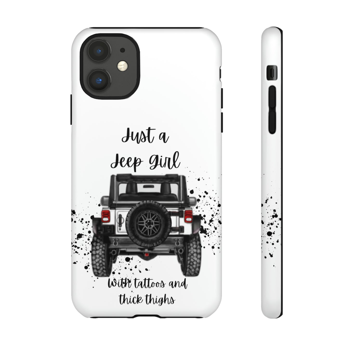 Off Road Girl with Tattoos and Thick Thighs Black Protective Phone Case