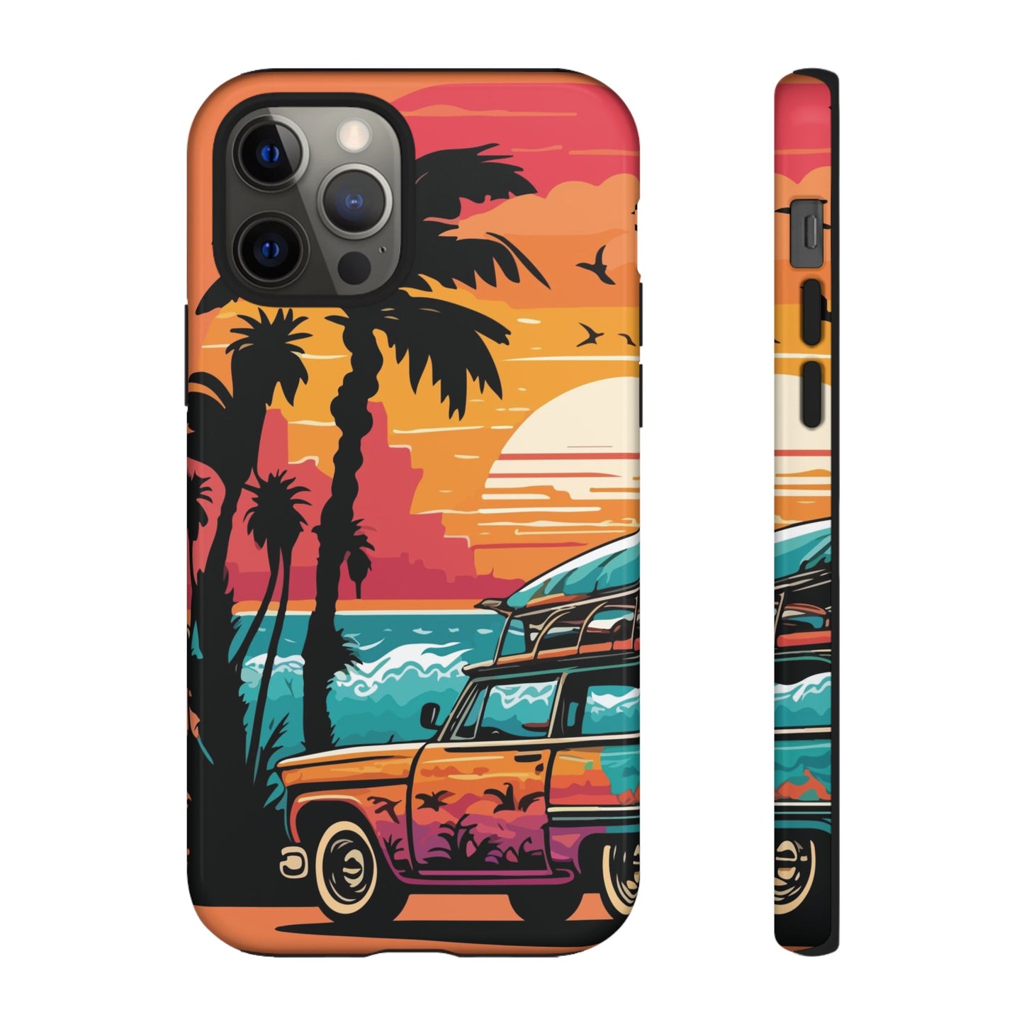 Summer Retro Sunset Protective Phone Case