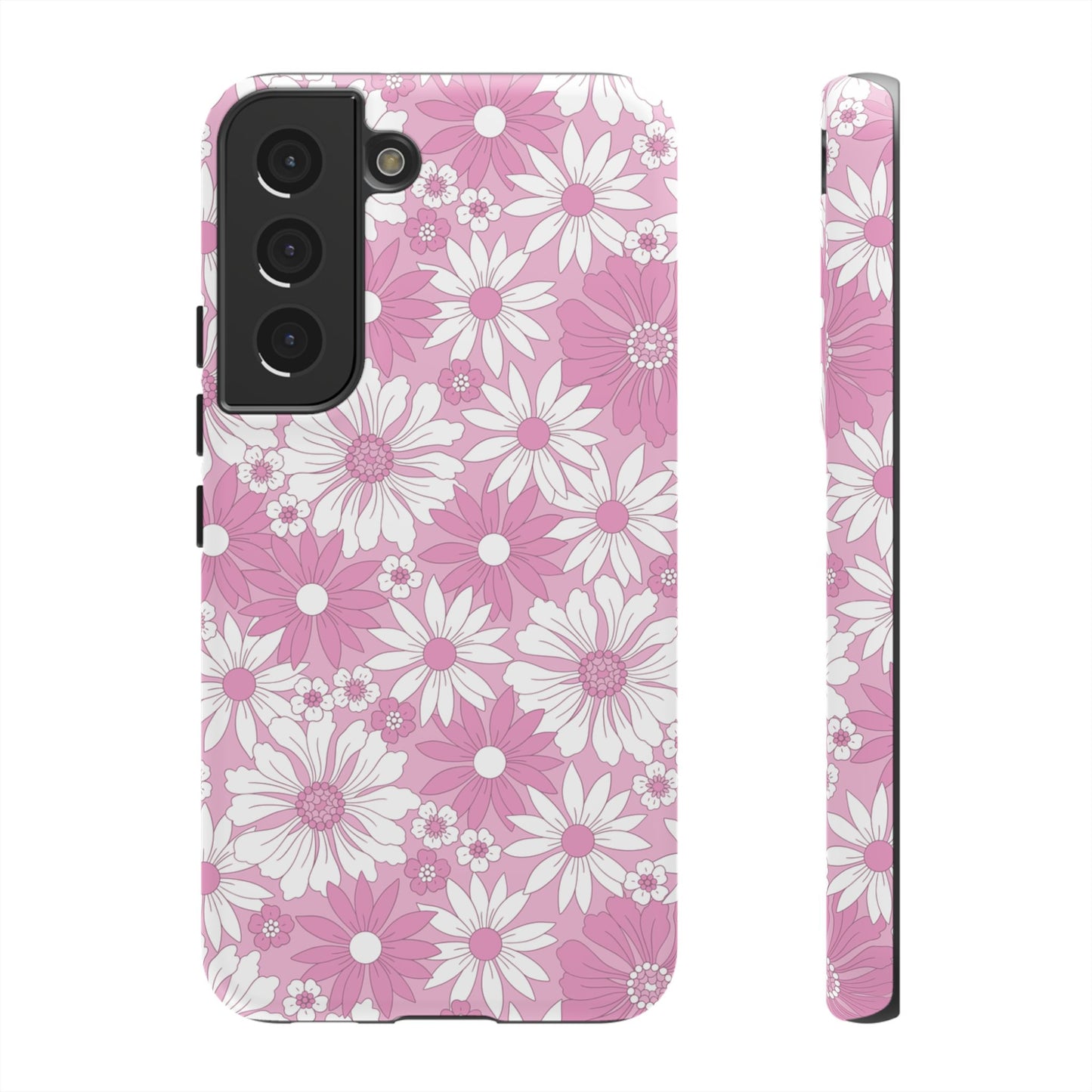 Pink and White Flowers Protective Phone Case