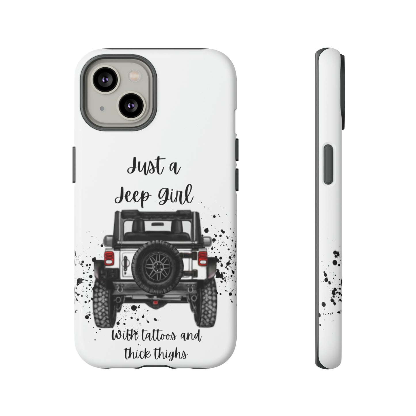 Off Road Girl with Tattoos and Thick Thighs Black Protective Phone Case