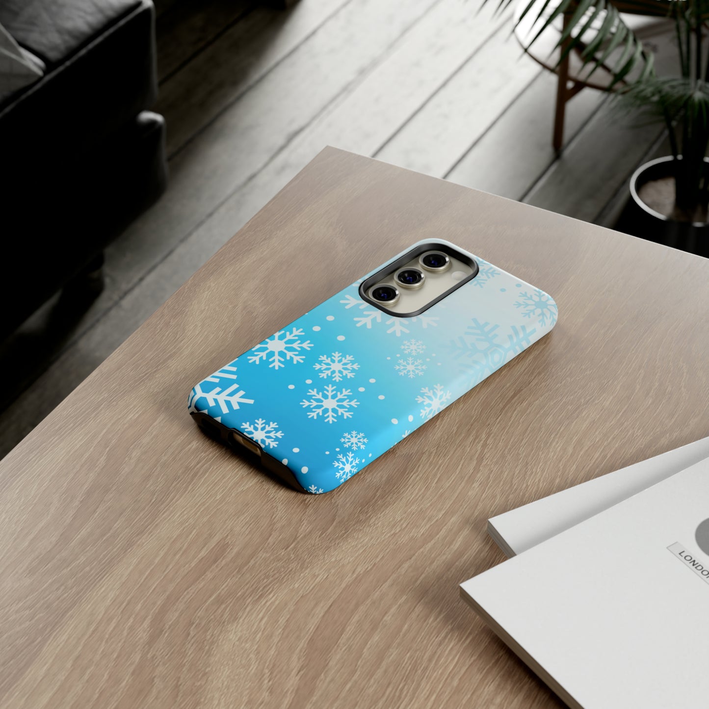 Winter, frozen, snowflake ombré protective phone case for Google, Samsung and IPhone