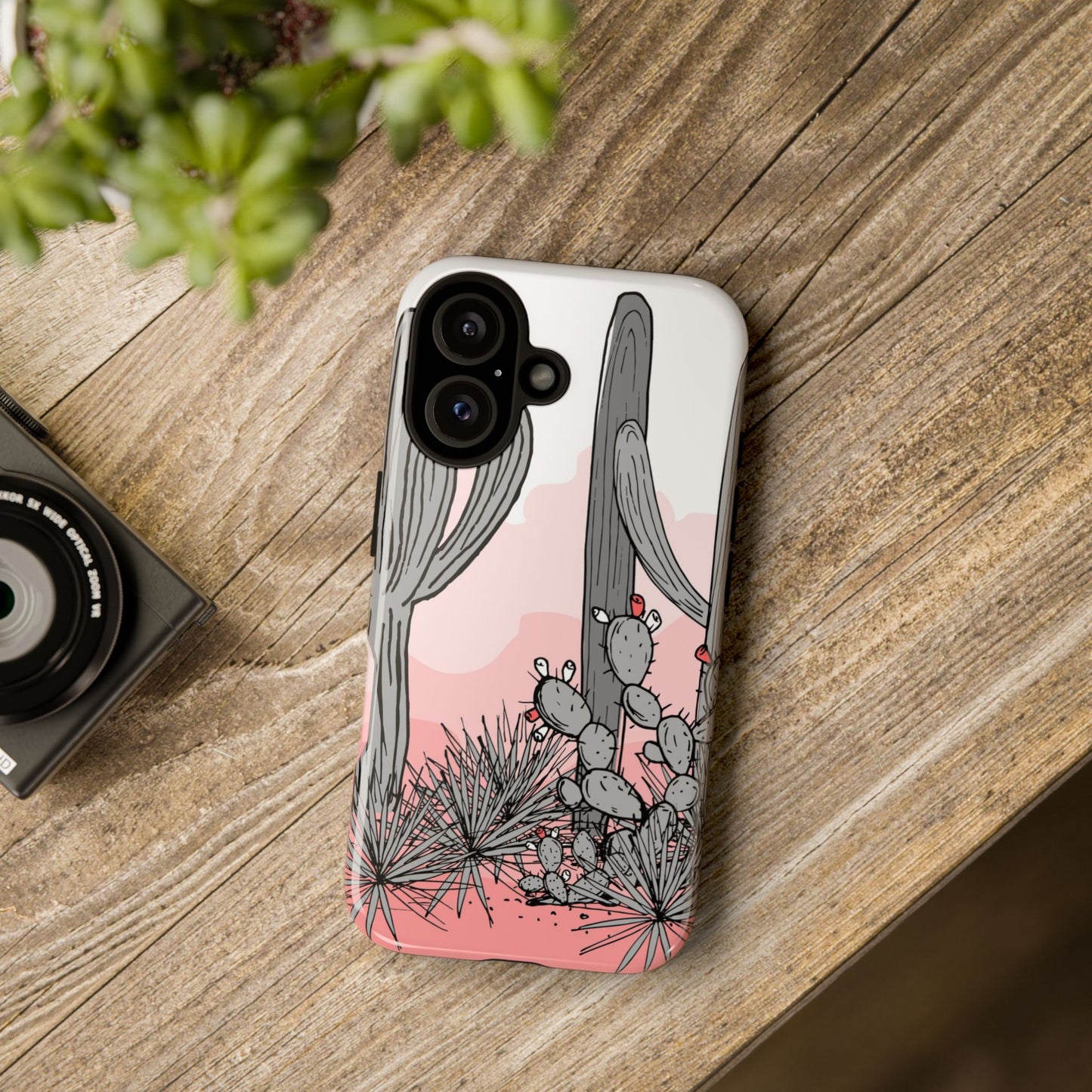 Pastel Cactus Sunset Protective Phone Case