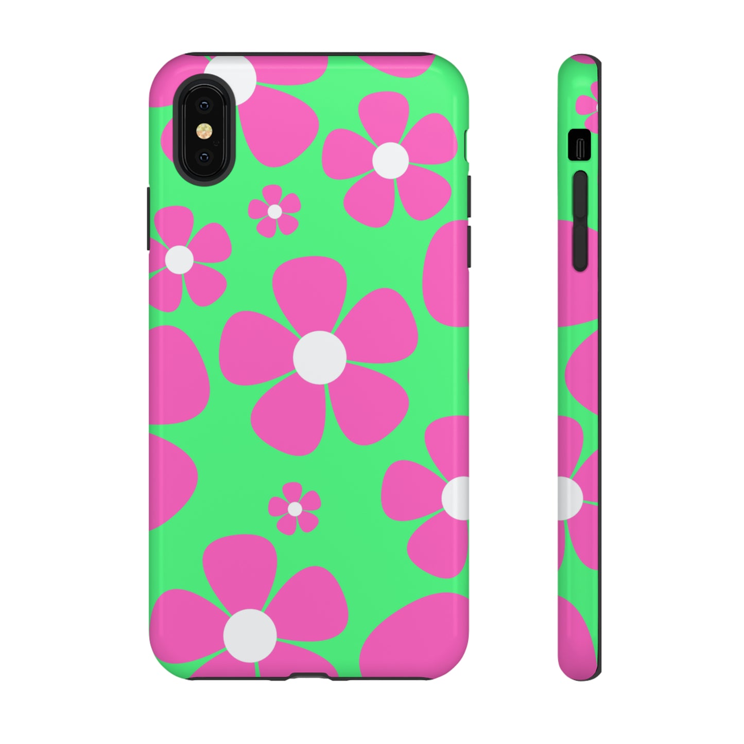 Green with pink flowers protective case