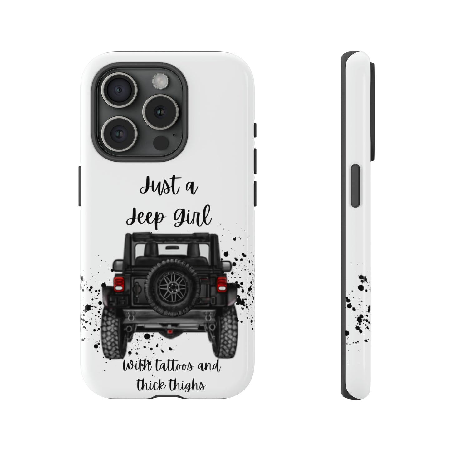 Off Road Girl with Tattoos and Thick Thighs Black Protective Phone Case