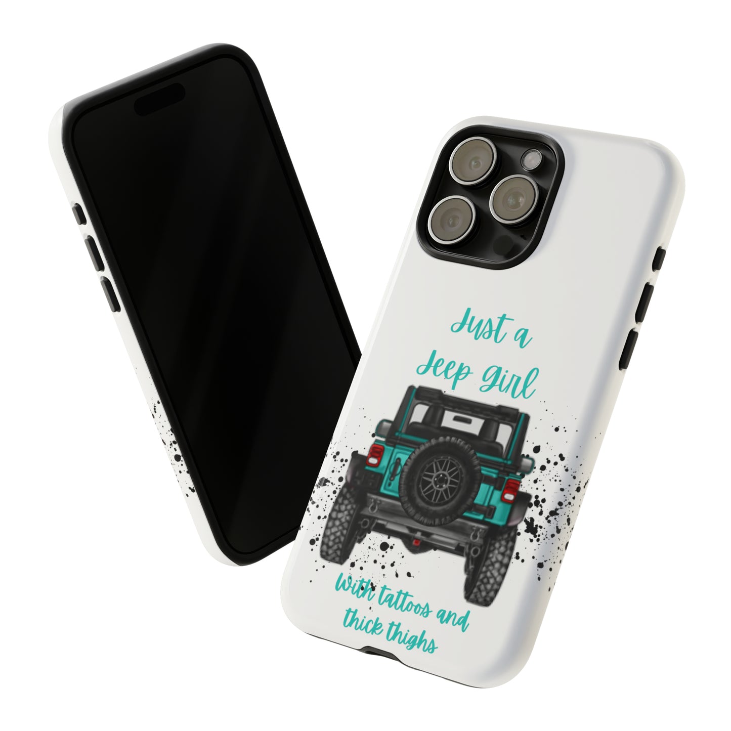 Off Road Girl with Tattoos and Thick Thighs Turquoise Protective Phone Case