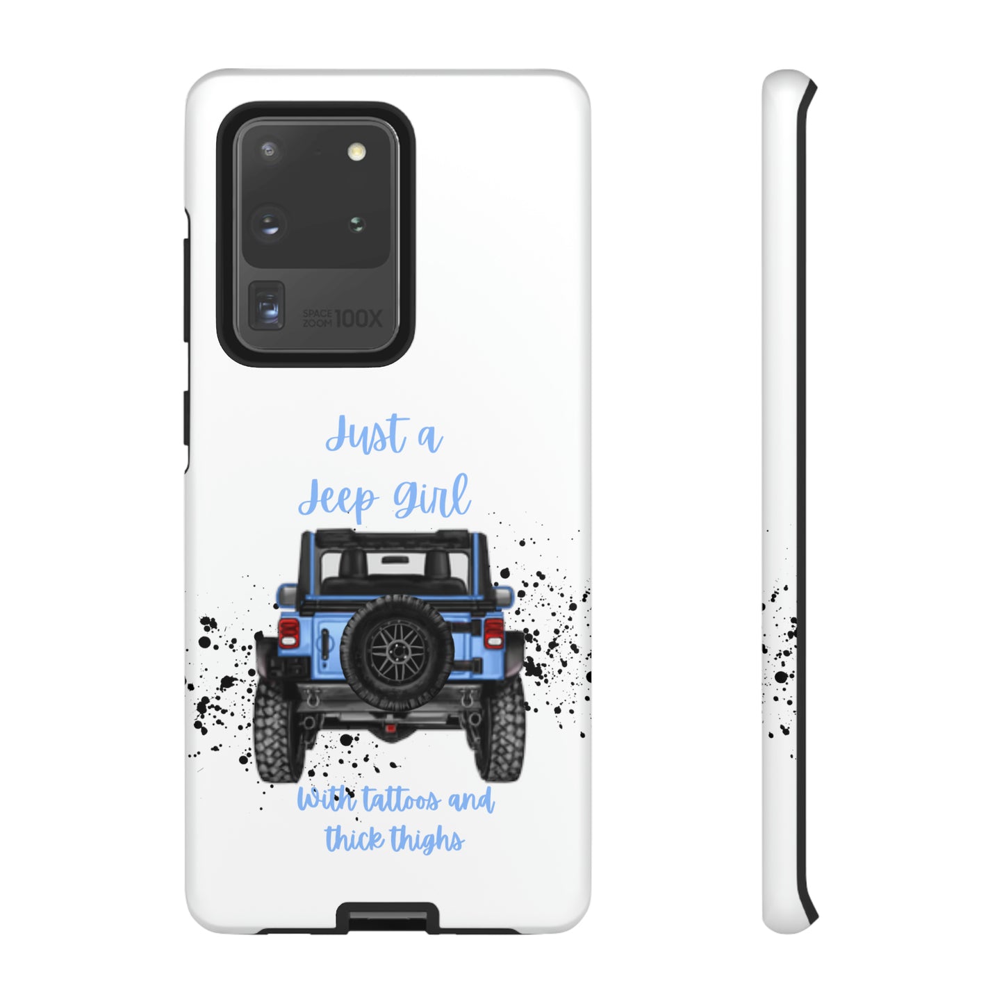 Off Road Girl with Tattoos and Thick Thighs Blue Protective Phone Case