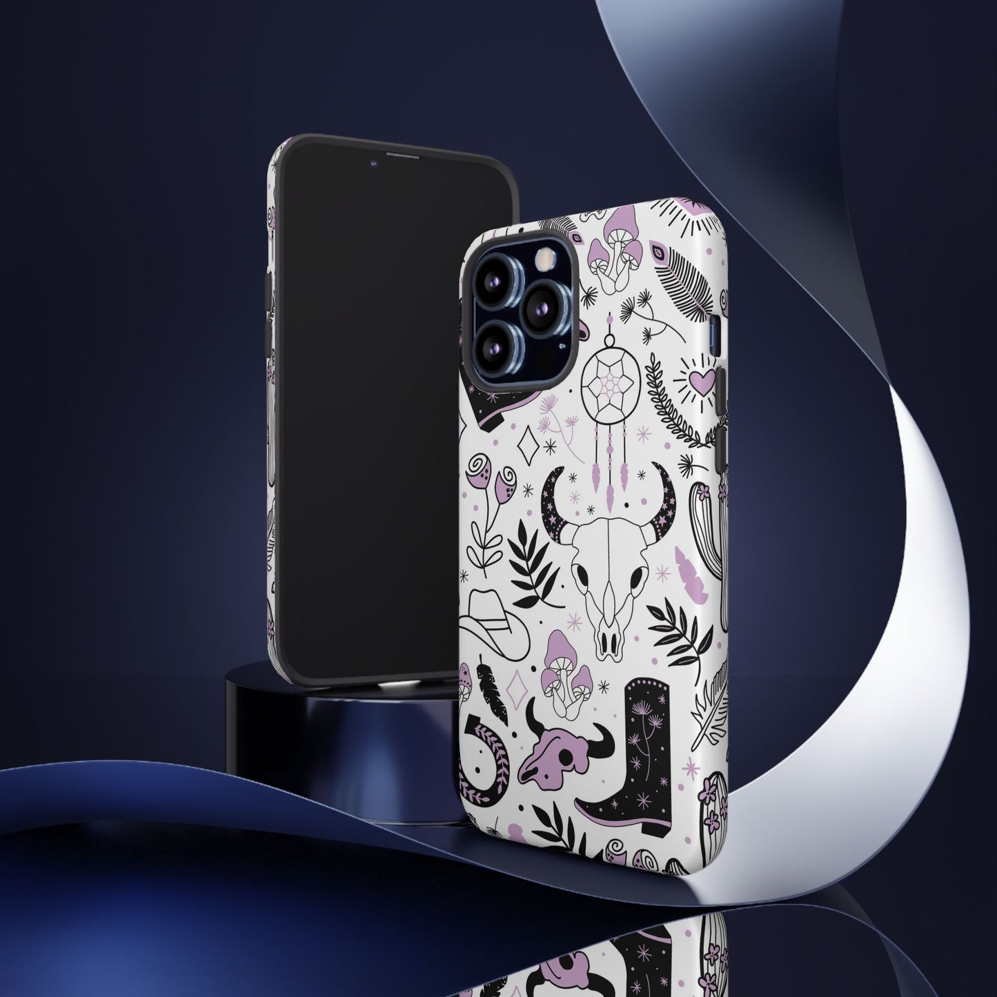 Purple and Black Western Protective Drop Proof Case Iphone, Samsung and Google phones