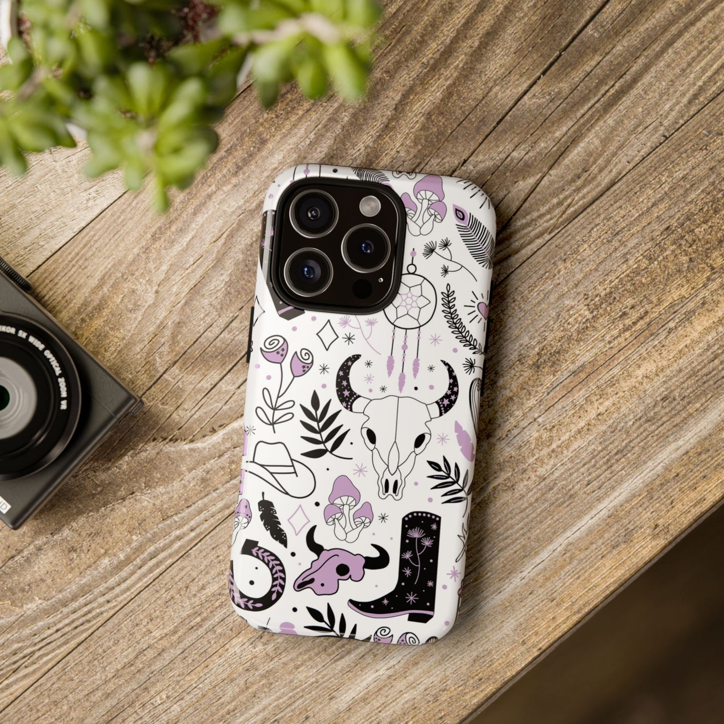 Purple and Black Western Protective Drop Proof Case Iphone, Samsung and Google phones