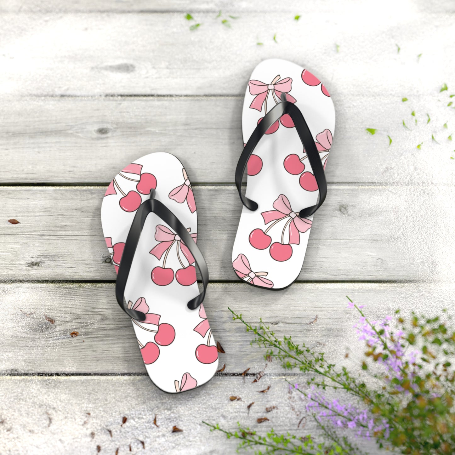 Cherry Bow Flip Flops