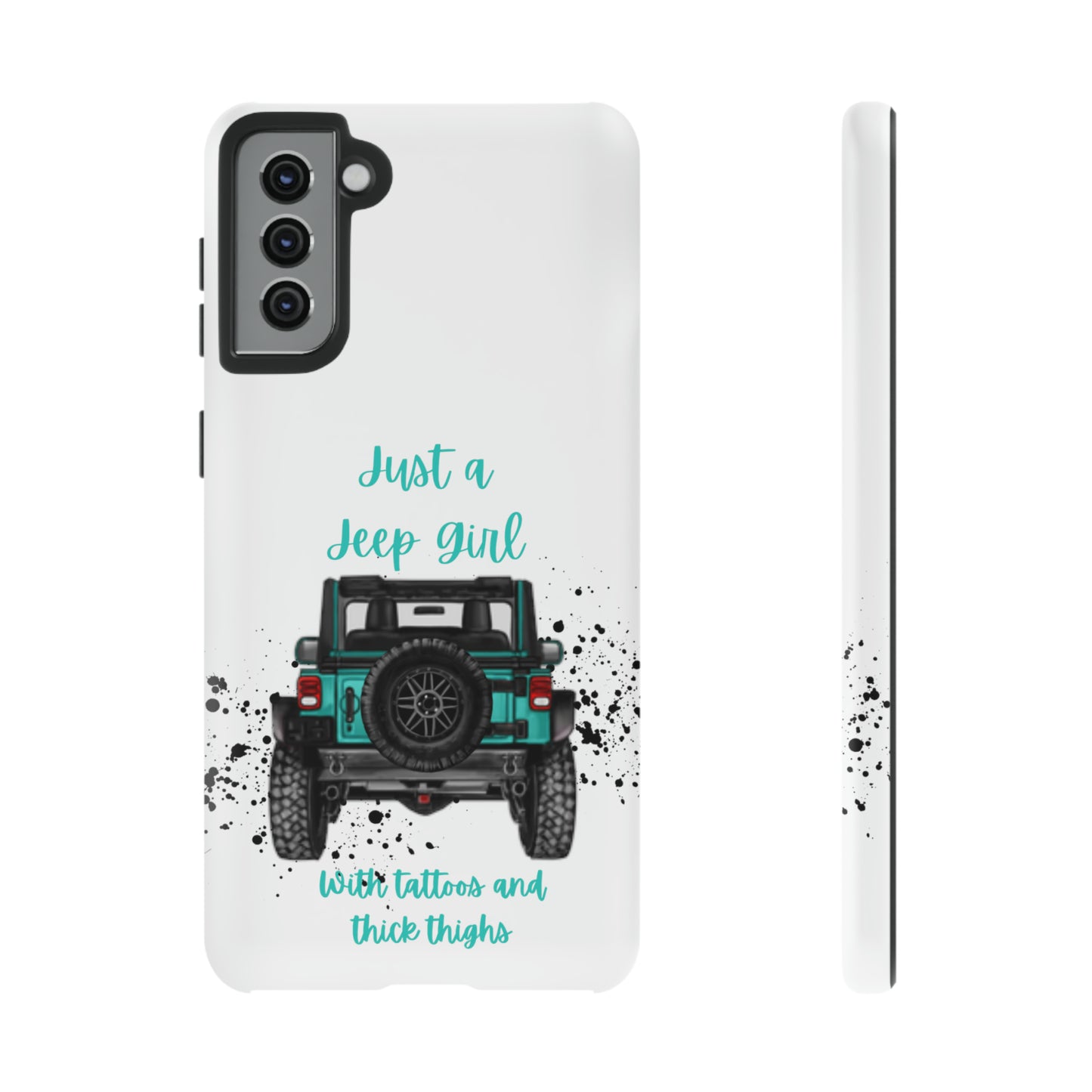 Off Road Girl with Tattoos and Thick Thighs Turquoise Protective Phone Case