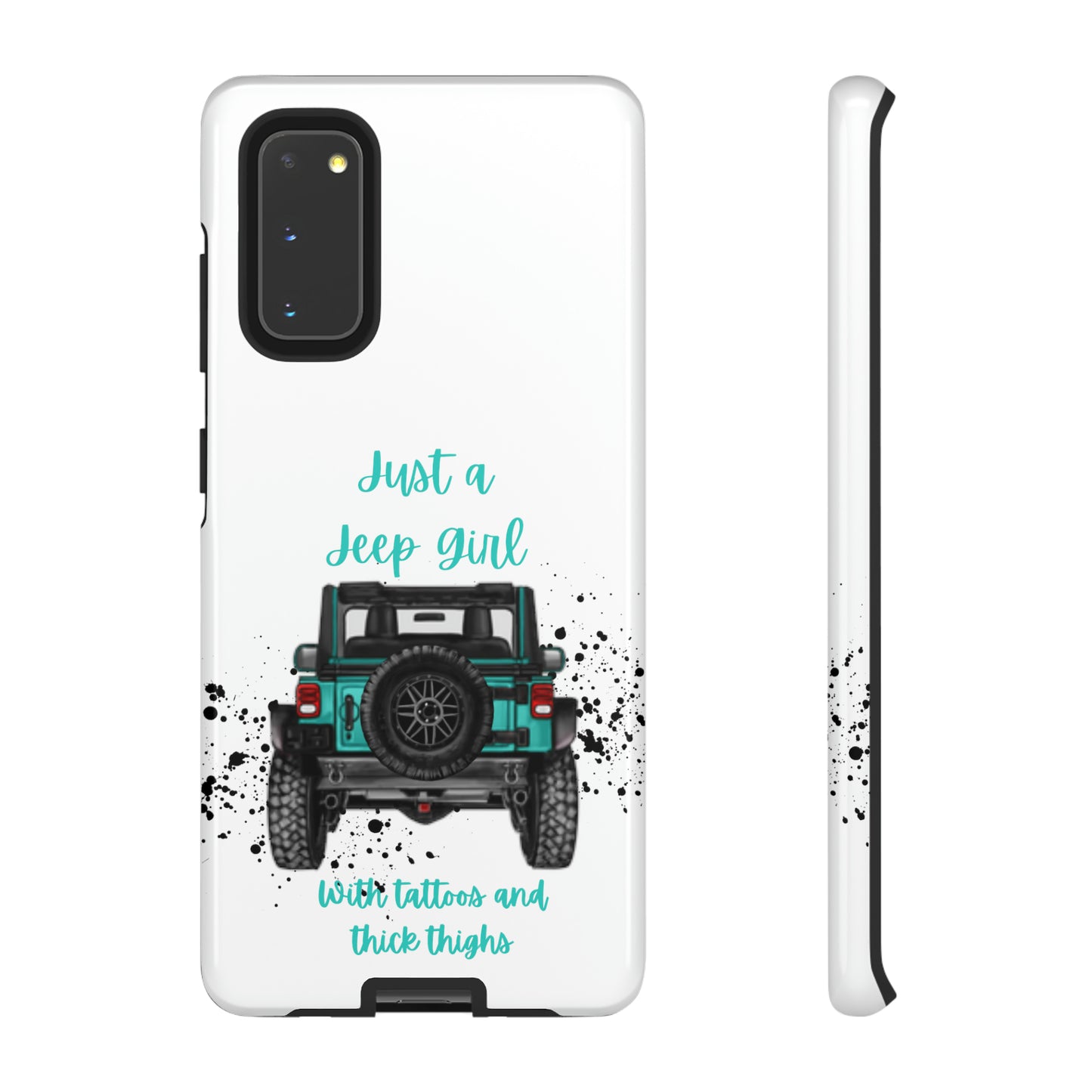 Off Road Girl with Tattoos and Thick Thighs Turquoise Protective Phone Case