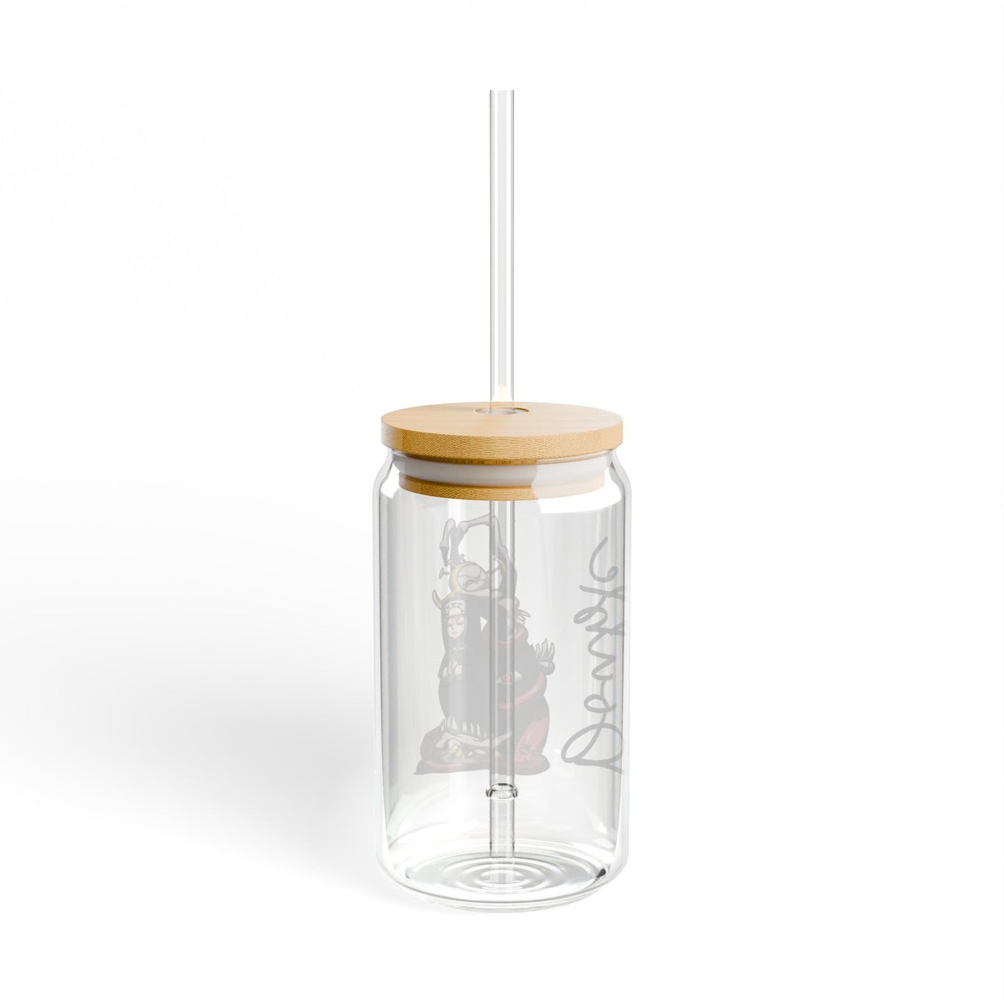 Double 16oz Glass Can with Lid and Straw