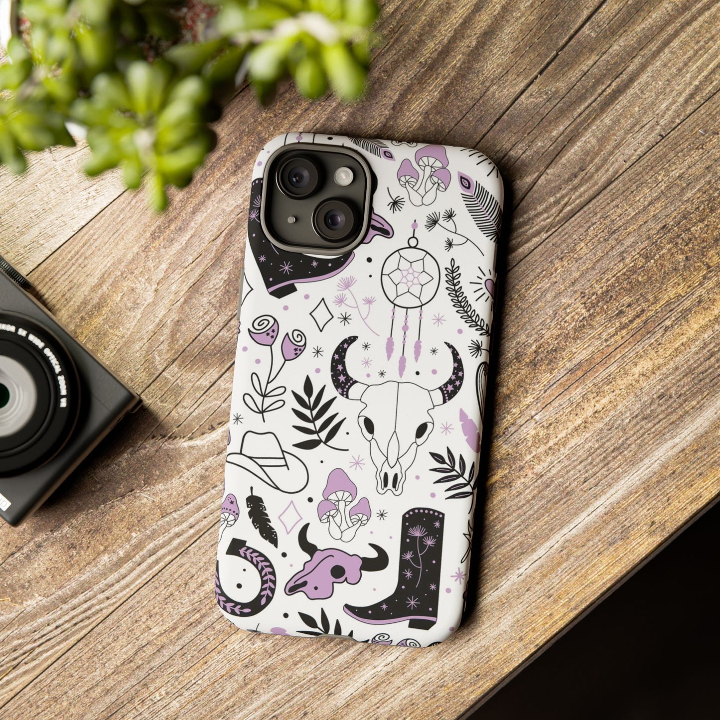 Purple and Black Western Protective Drop Proof Case Iphone, Samsung and Google phones