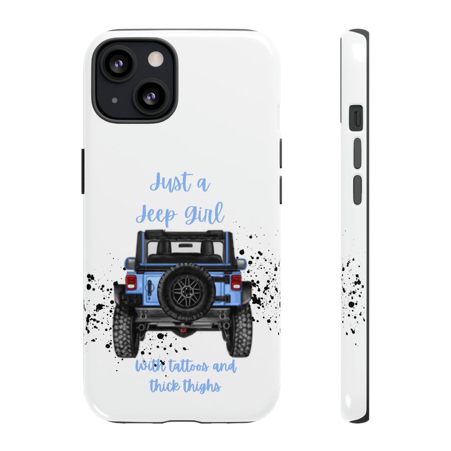 Off Road Girl with Tattoos and Thick Thighs Blue Protective Phone Case