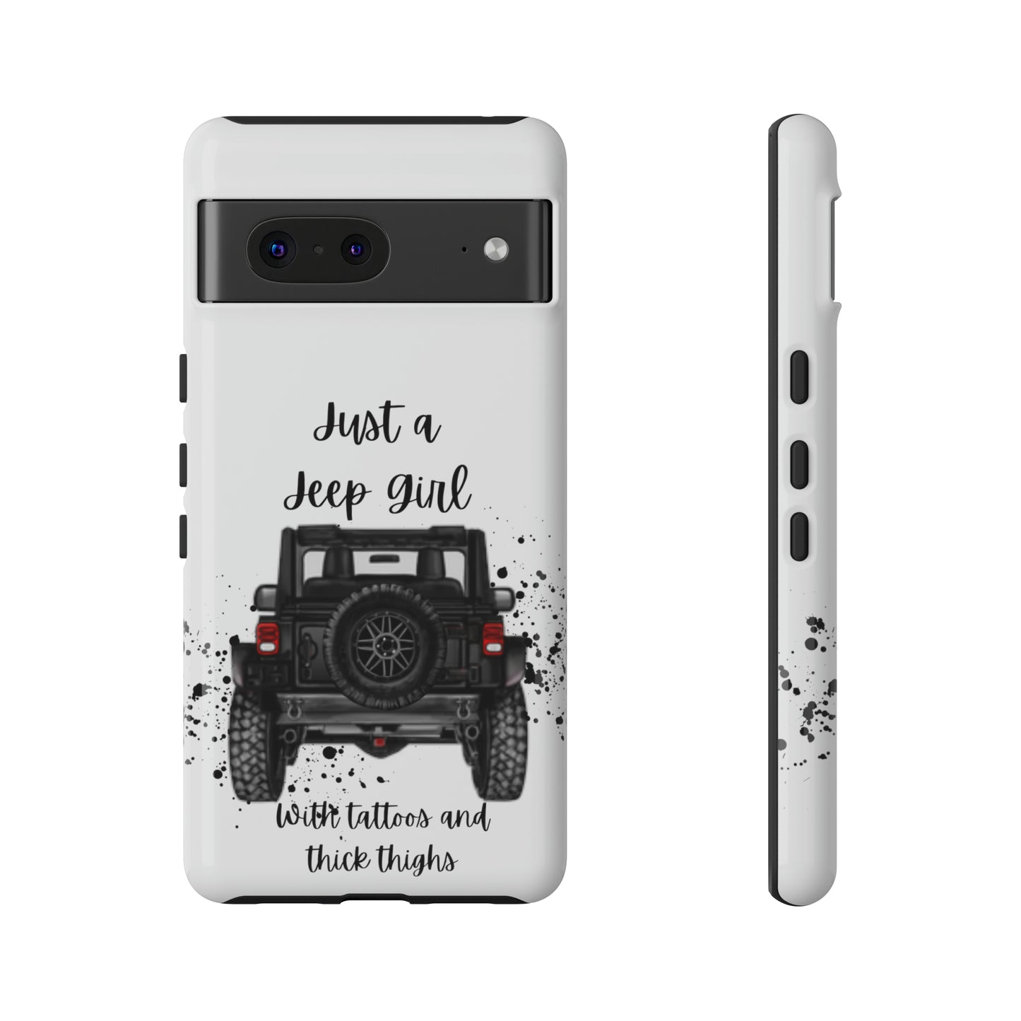 Off Road Girl with Tattoos and Thick Thighs Black Protective Phone Case