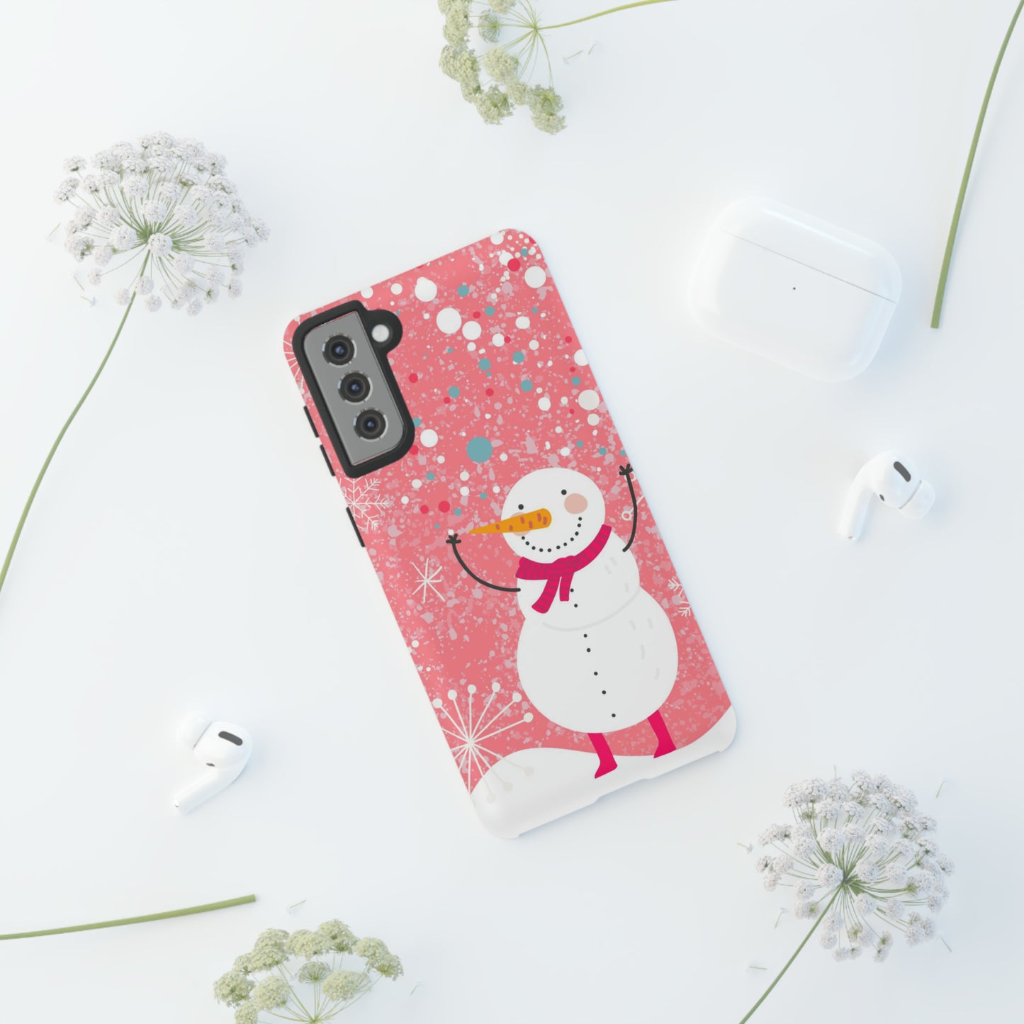 Pink Snowman Protective Case for Iphone, Samsung and a Google phones