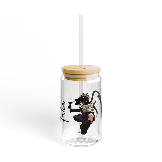 Filia 16oz Glass Can with Lid and Straw