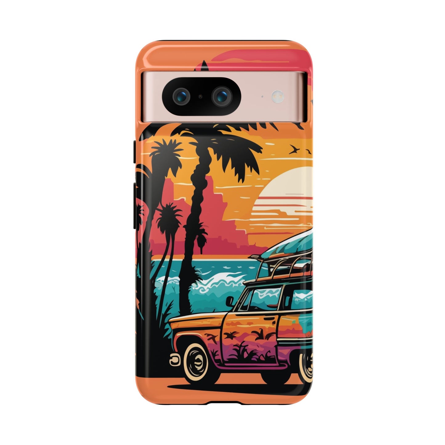 Summer Retro Sunset Protective Phone Case
