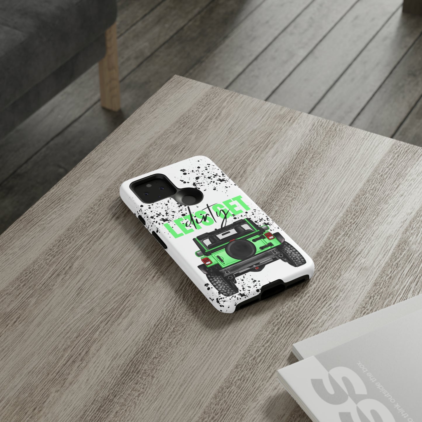 Lets Get Dirty Off Road Green Splatter Protective Phone Case