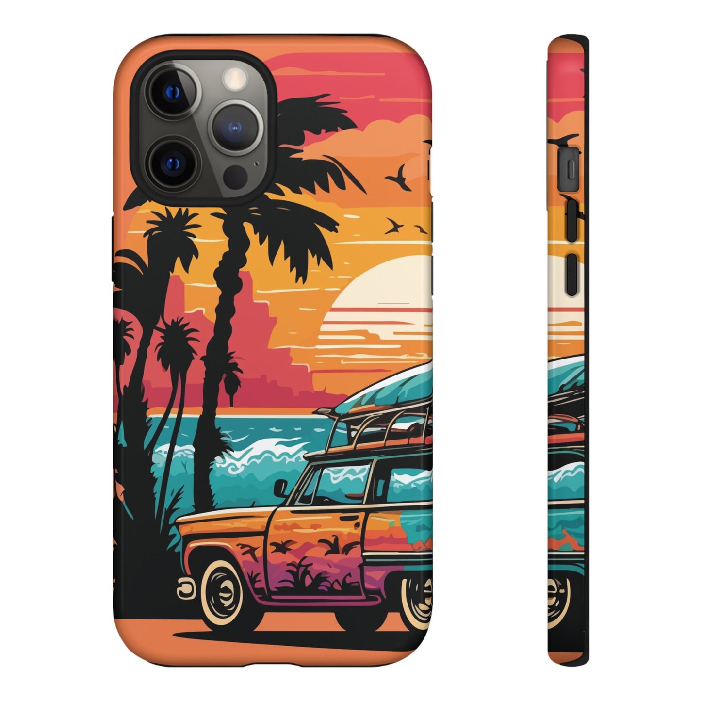 Summer Retro Sunset Protective Phone Case