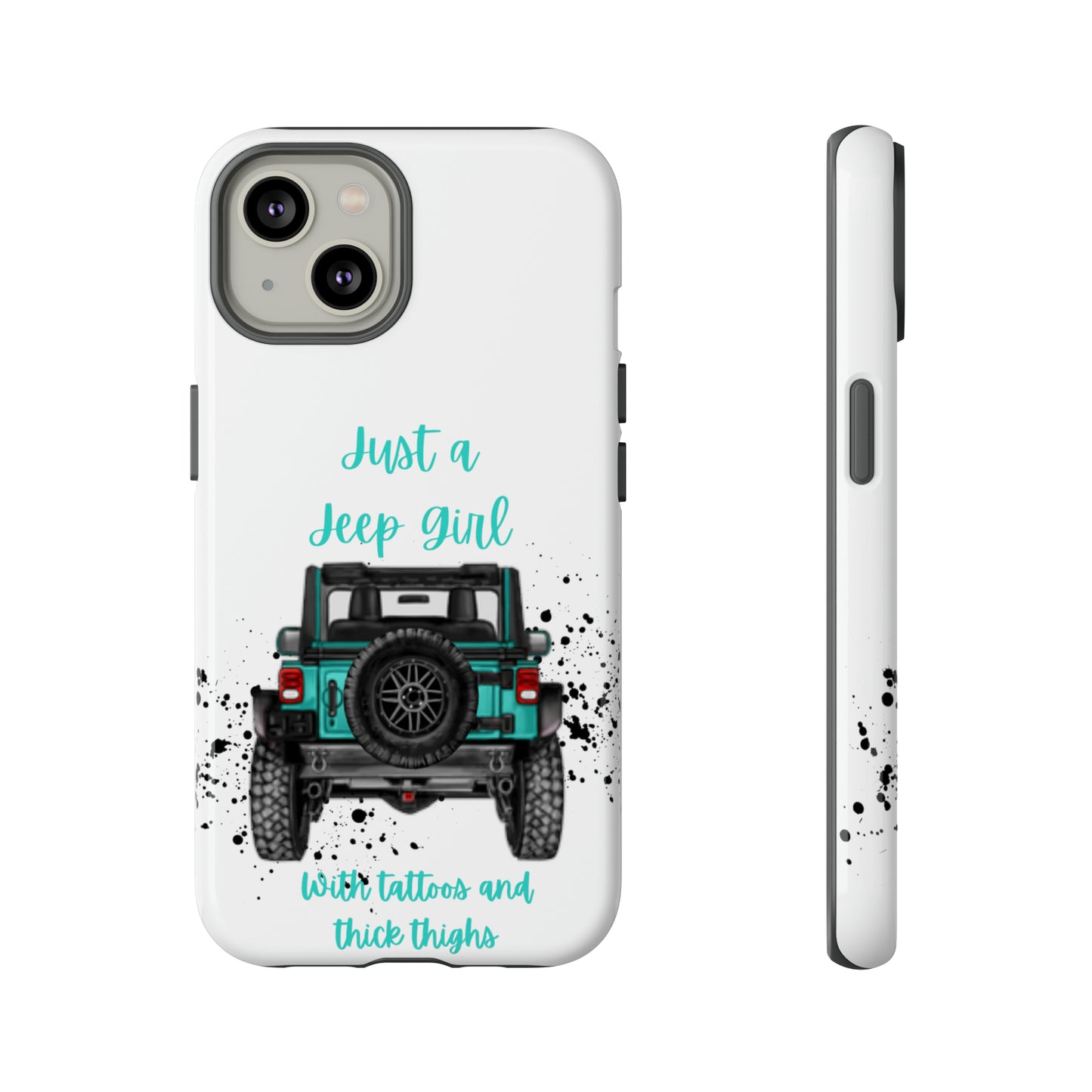 Off Road Girl with Tattoos and Thick Thighs Turquoise Protective Phone Case