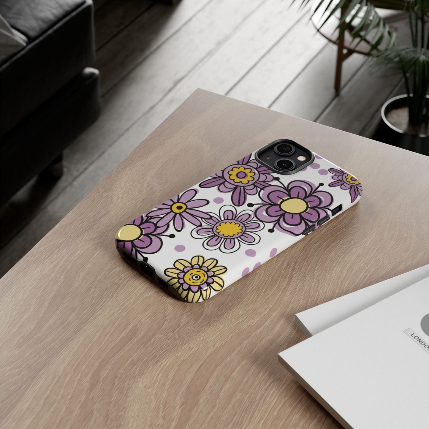 Purple Flowers Protective Phone Case