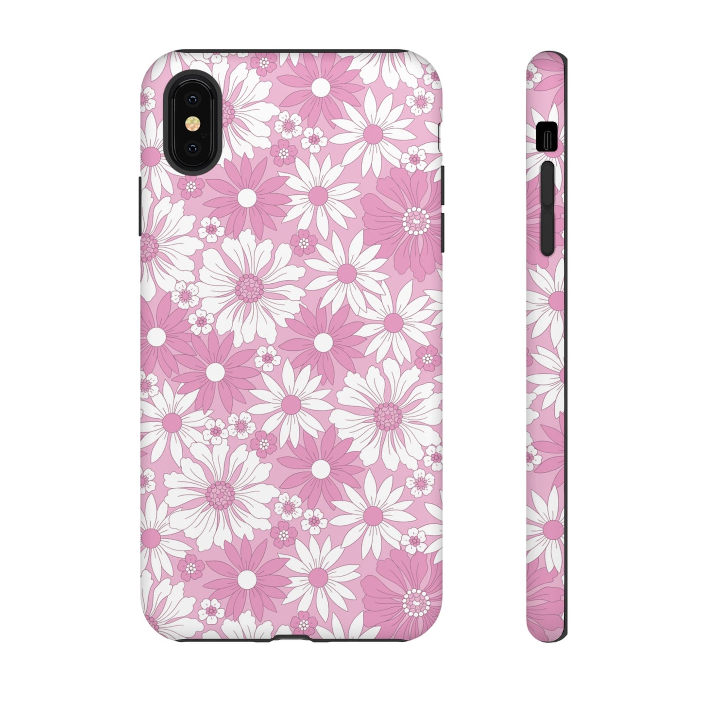 Pink and White Flowers Protective Phone Case