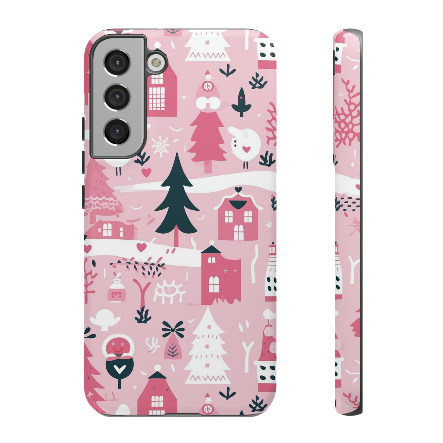 Pink Christmas Design Protective Case for Iphone, Samsung and Google Phones