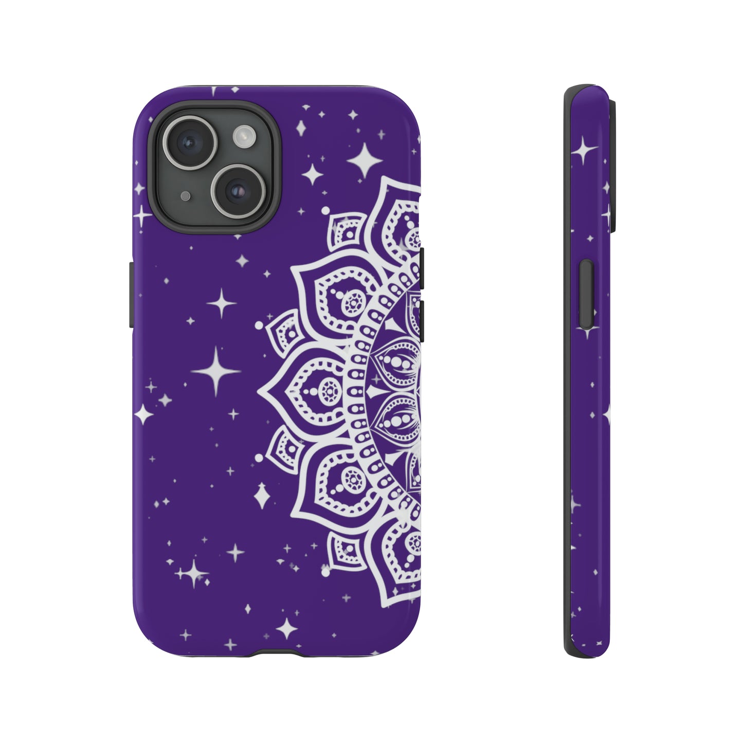 Purple mandala protective phone case for iPhone, Samsung and Google