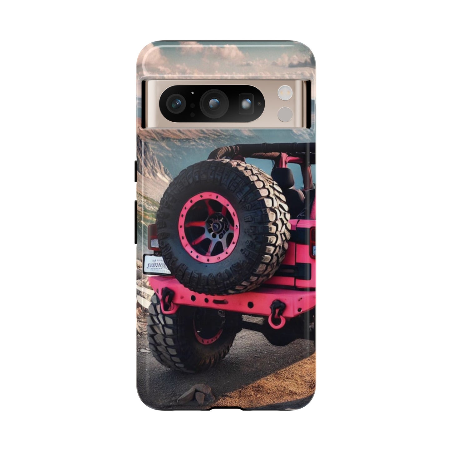 Pink Jeep Tire Protective Phone Case