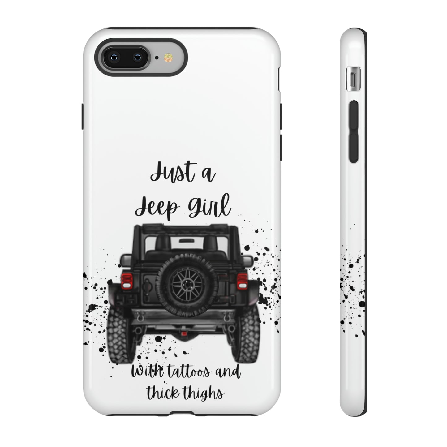 Off Road Girl with Tattoos and Thick Thighs Black Protective Phone Case