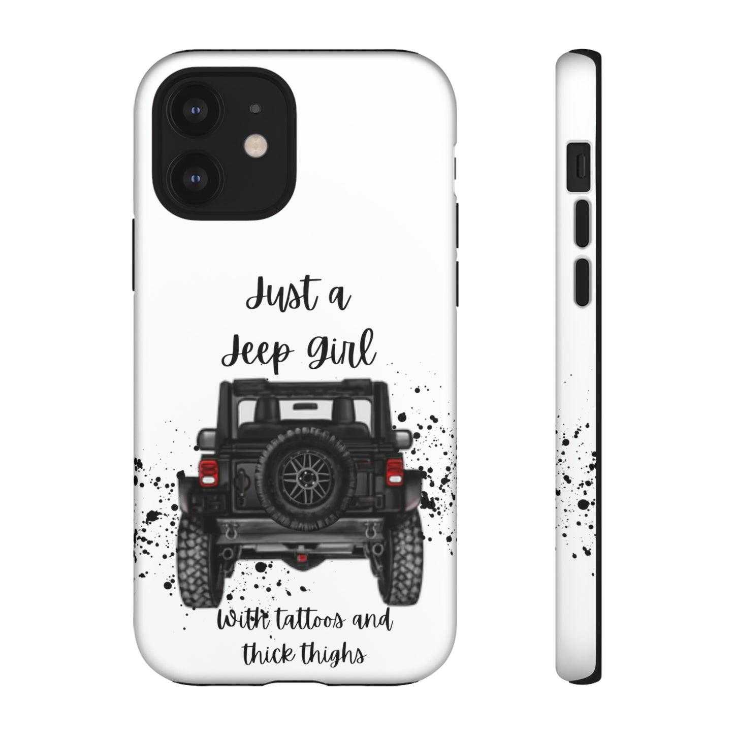 Off Road Girl with Tattoos and Thick Thighs Black Protective Phone Case