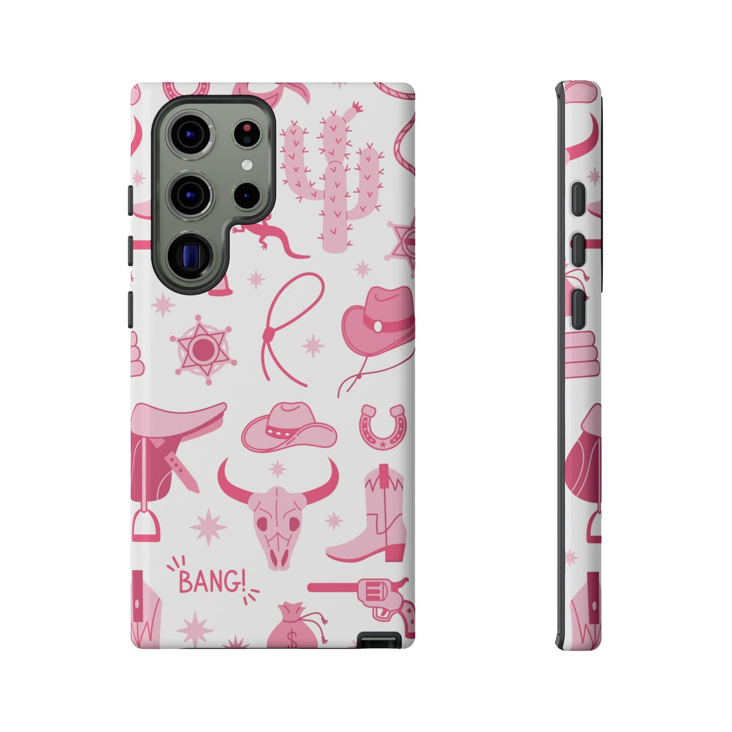 Pink Western Protective Phone Case for Iphone, Samsung and Google Phones