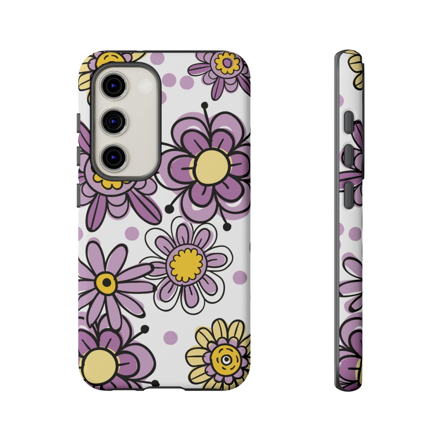Purple Flowers Protective Phone Case