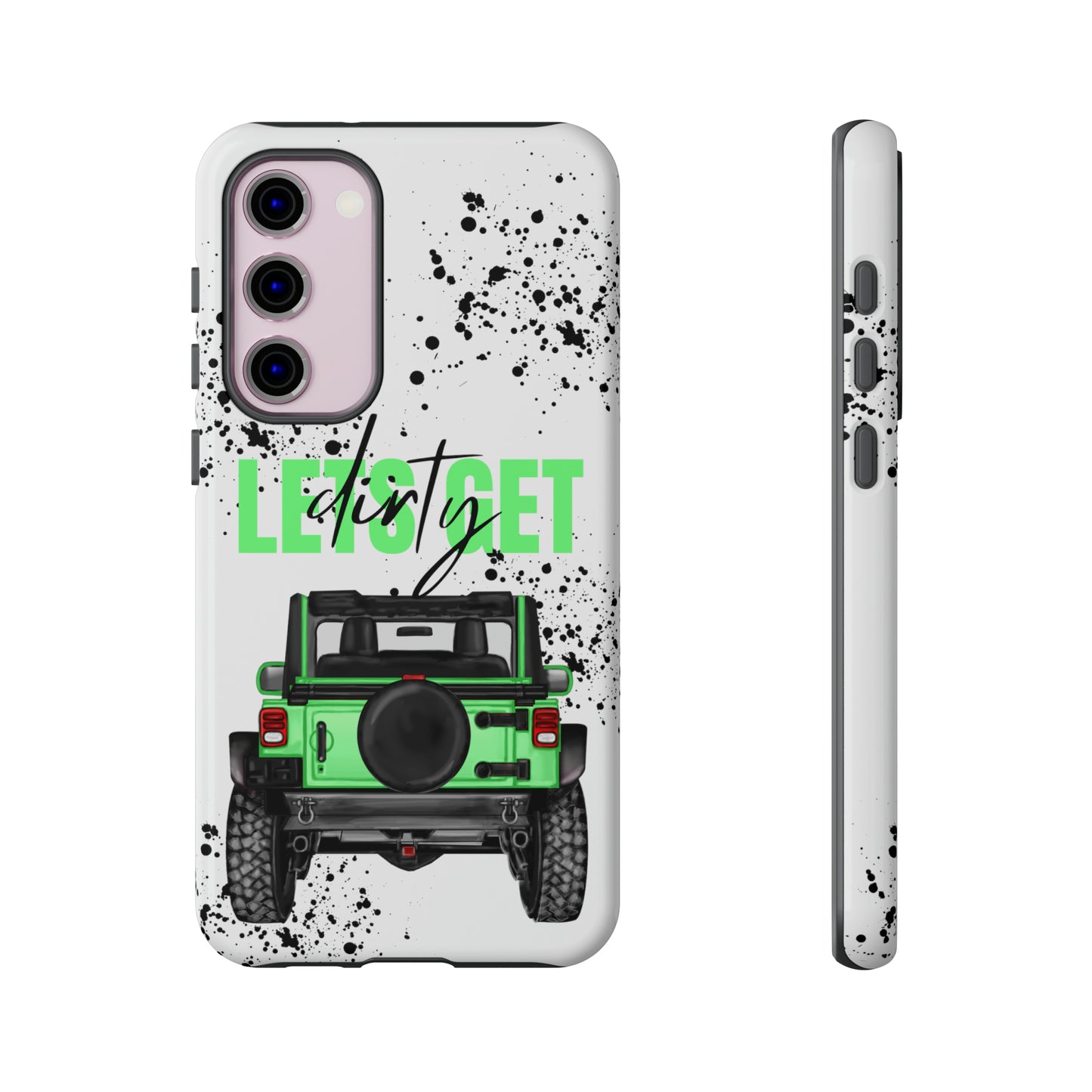 Lets Get Dirty Off Road Green Splatter Protective Phone Case