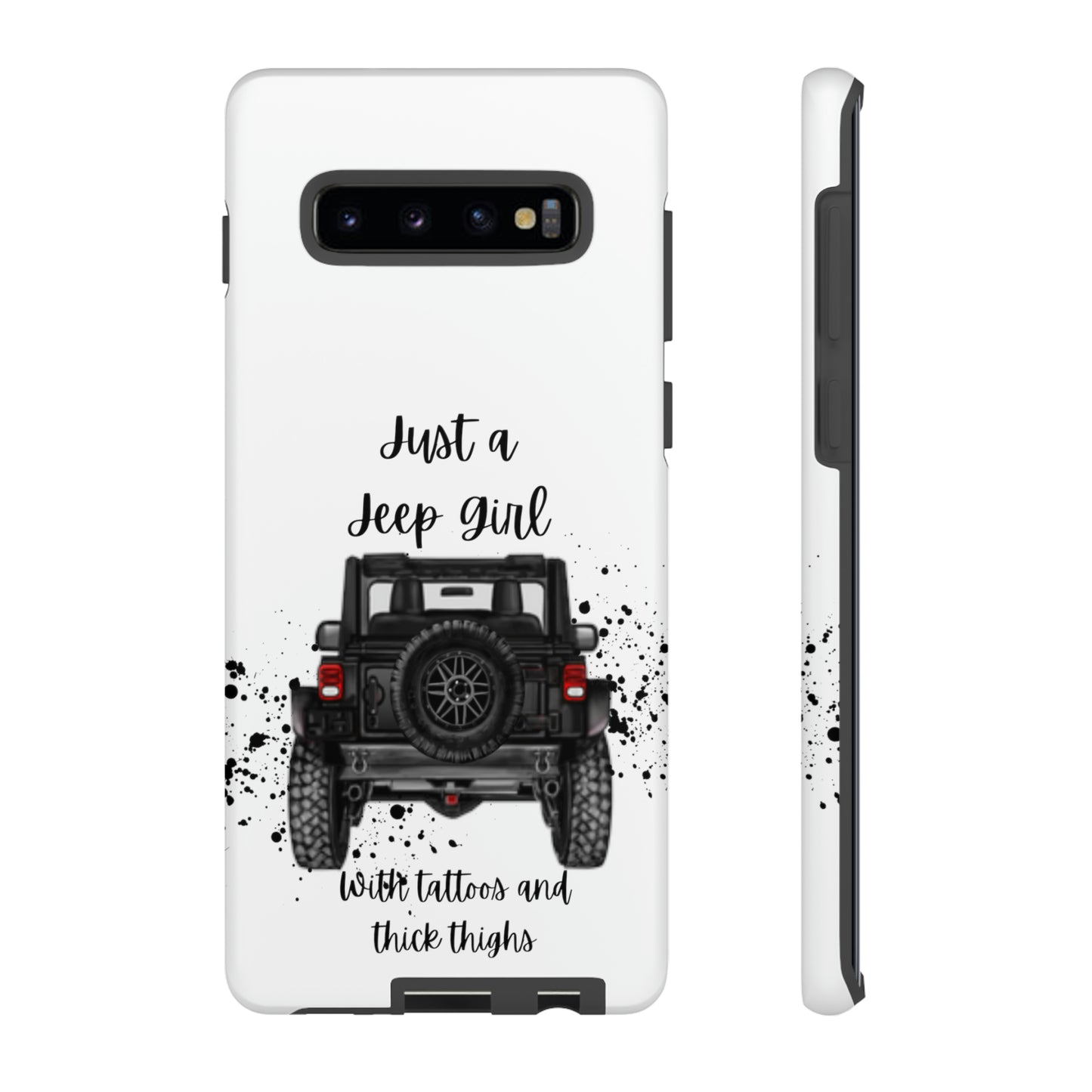 Off Road Girl with Tattoos and Thick Thighs Black Protective Phone Case