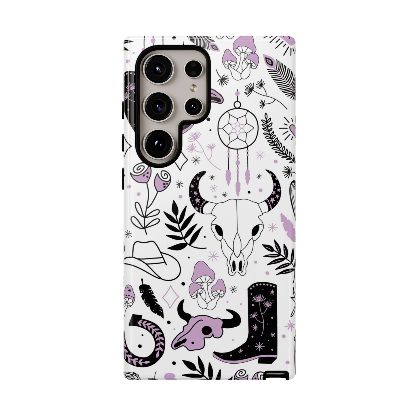 Purple and Black Western Protective Drop Proof Case Iphone, Samsung and Google phones